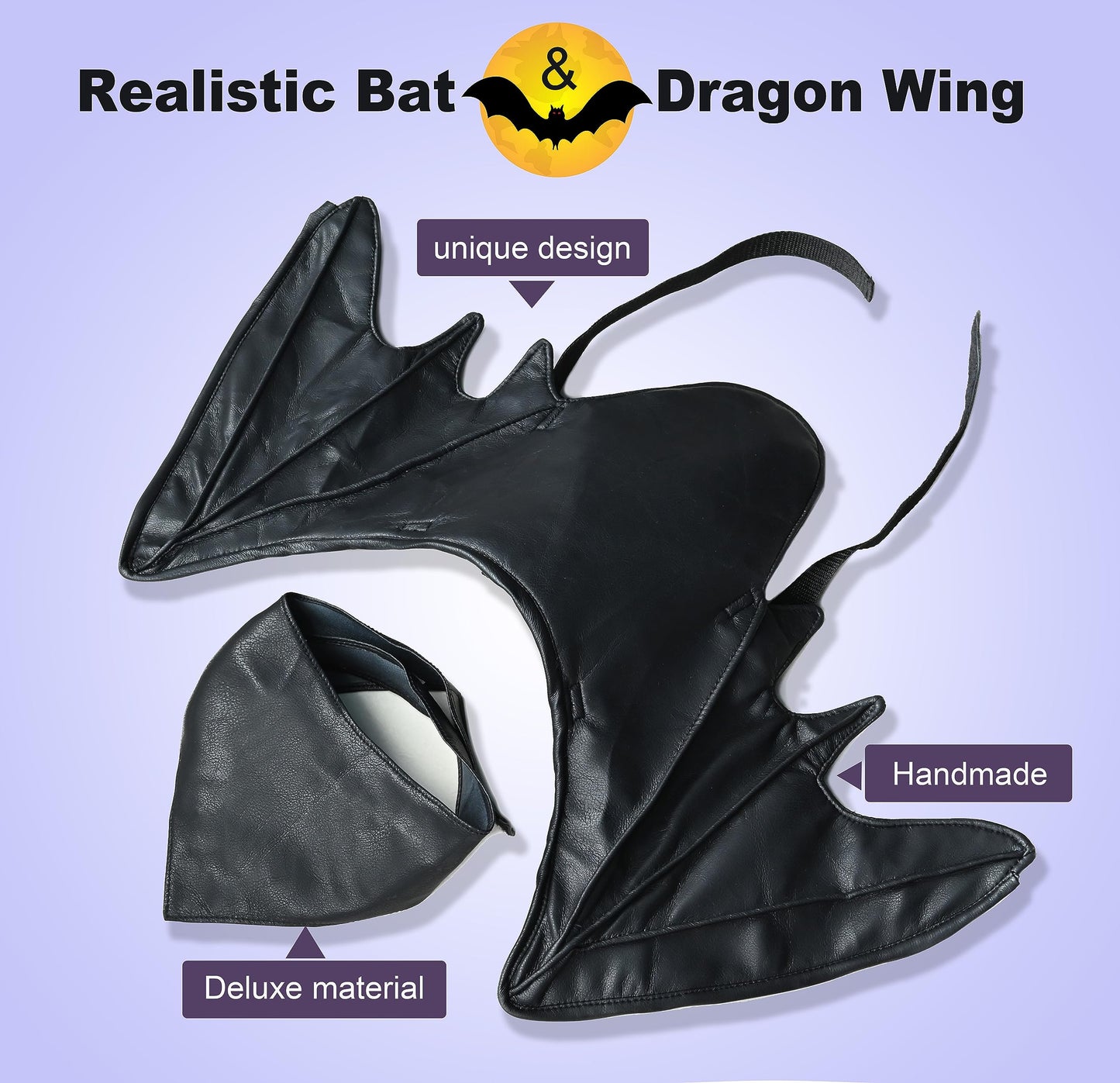 Disfraces de ala de murciélago para perro, linda ropa peluda para mascotas para Halloween (ala de murciélago negra, talla M)