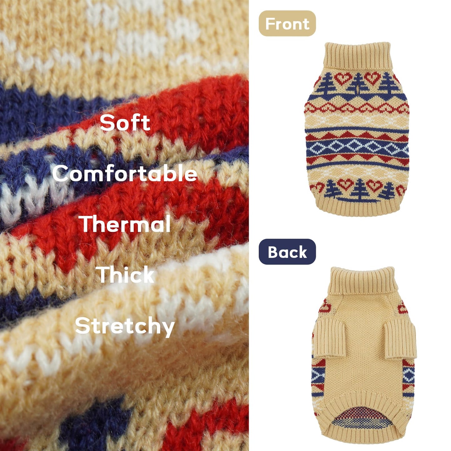 Abrigo para Perros/Gatos, Jersey Cálido Perros Ropa de Invierno Cómoda Abrigo para Mascotas Disfraz Cachorros Chaqueta Vestidos Navidad para Gatos Pequeños/Medianos Perros(Caqui, XS)