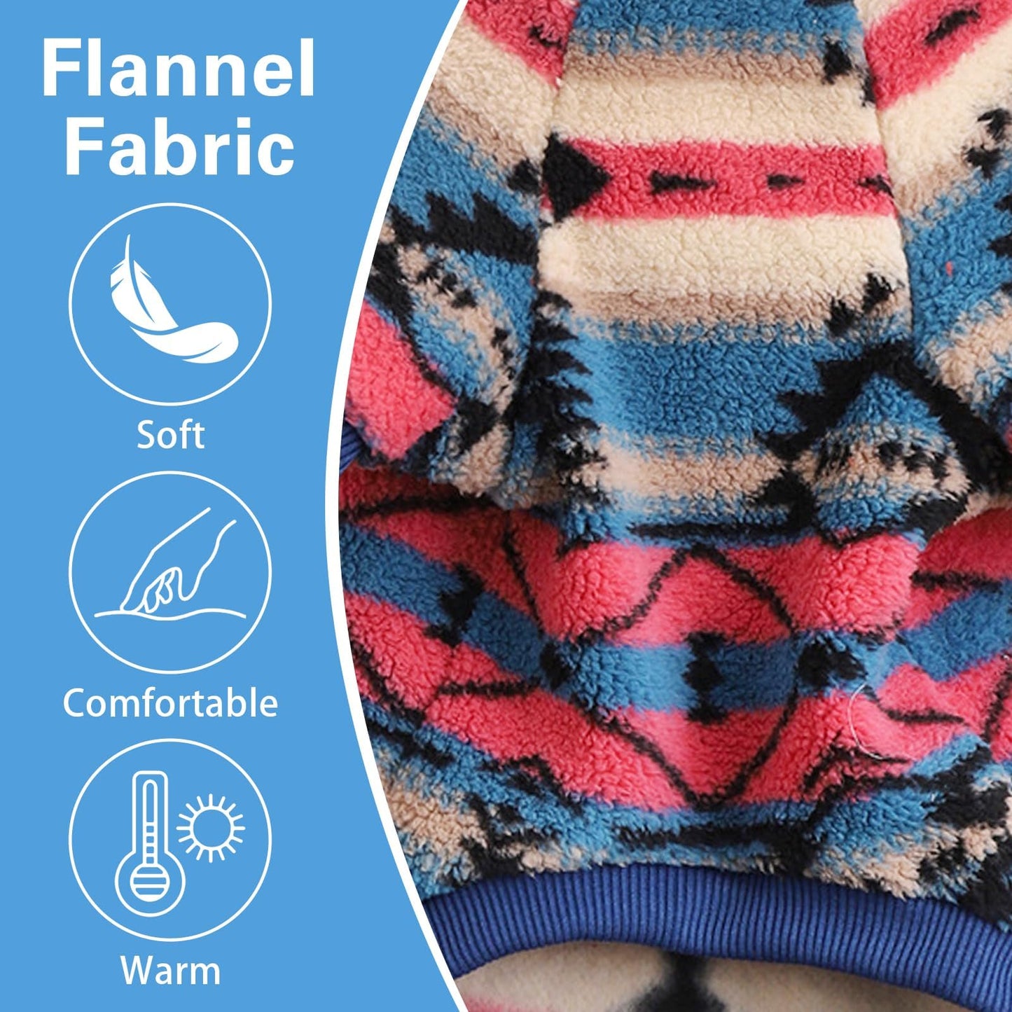Abrigo Jersey de Forro Polar para Perros Pequeños, Suéter de Invierno Étnico Bohemio, Suave y Cálido, Ropa Térmica para Cachorros (Rosa, M)