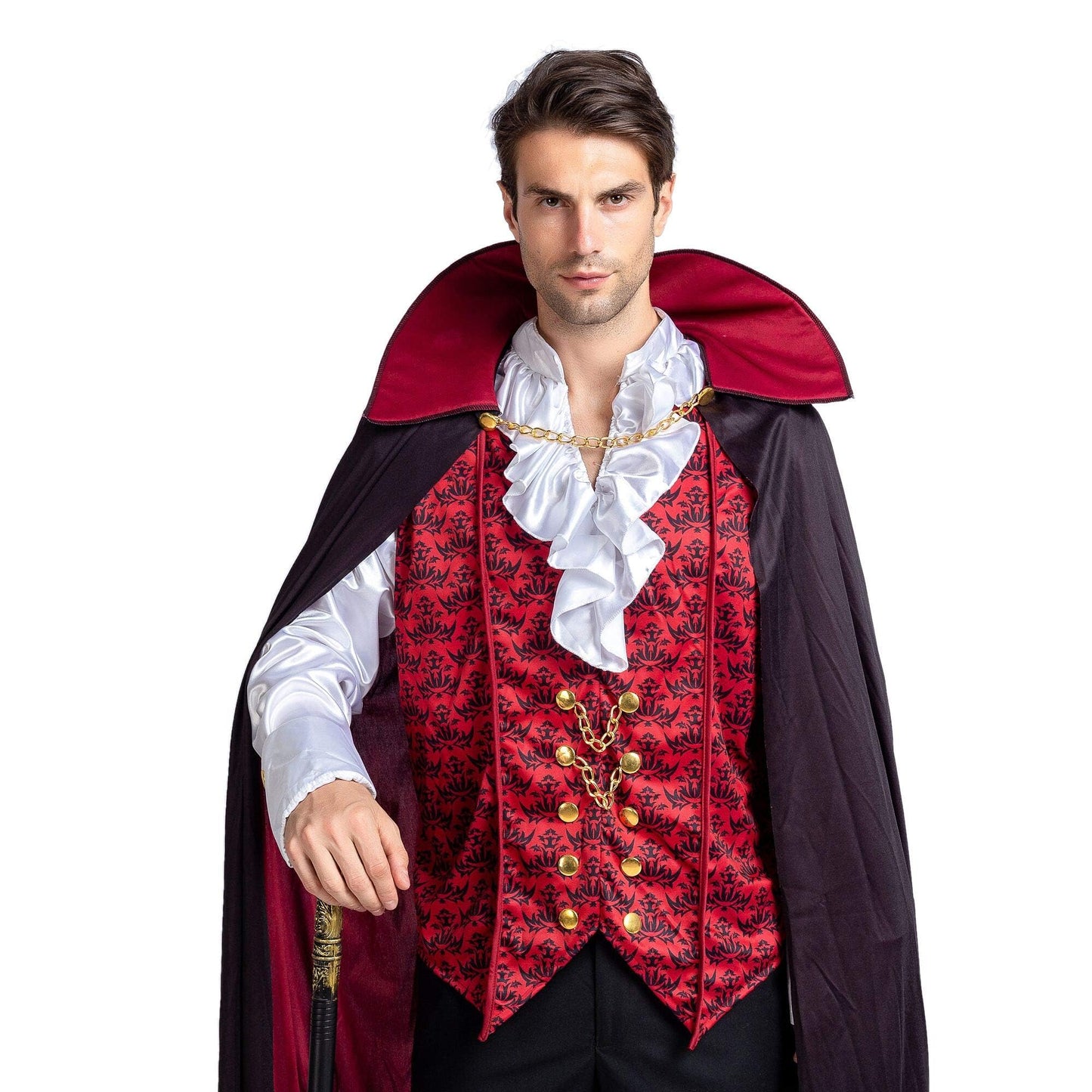 Disfraz Renacimiento Medieval vampiro espantoso lujo disfraz de Halloween para hombres juego de rol pecados Cosplay (rojo, Medium)