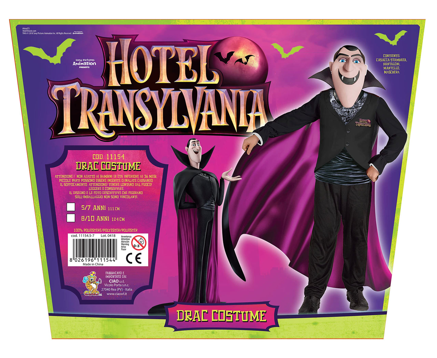 Disfraz Conde Drac Hotel Transylvania disfraz vampiro niño (Talla 5-7 años) con máscara