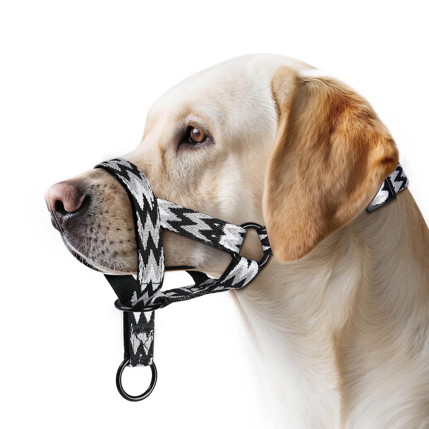 Adiestramiento canino antitirones Collar para Perros pequeños, medianos y Grandes, Collare de Cabeza con diseño de patrón de Letras, Ajustable y Ligero, Previene el tirón(S, Westilo Negro)