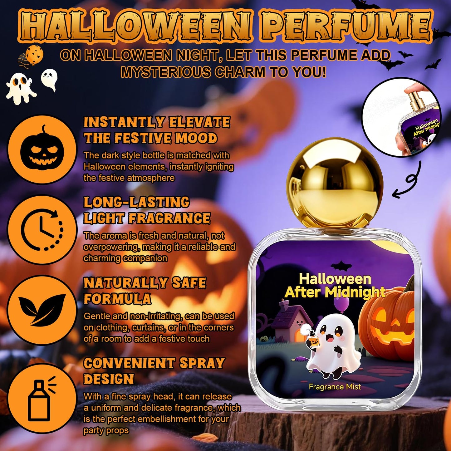 Halloween Perfume Mujer, Perfume de Halloween, Perfumes Mujer, Perfumes de Hombre, Limón Amaderado, Perfecto para halloween, Añade un Toque de Glamour, 50ml