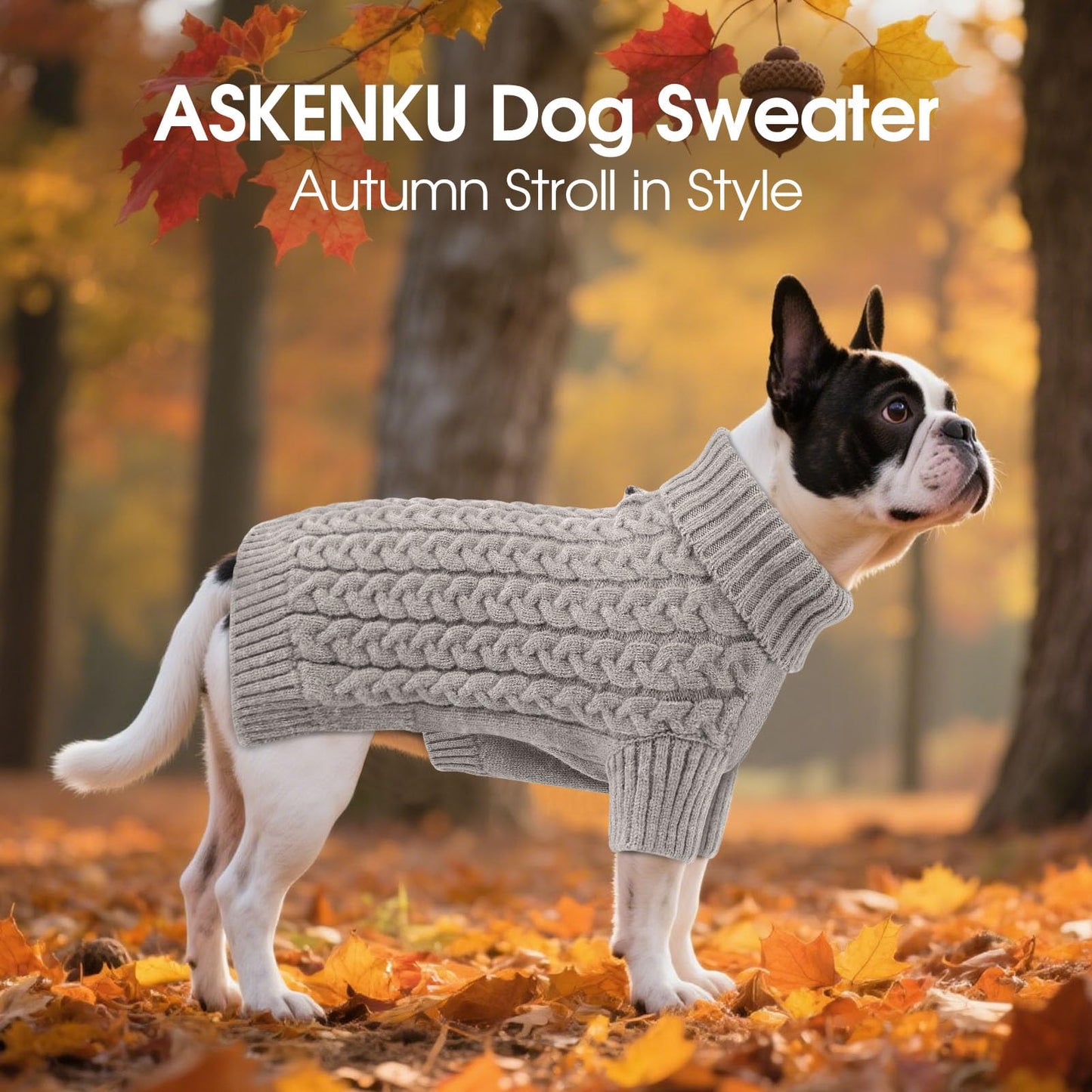 Abrigo Jersey para Perros Pequeño XS,Jersey de Punto Lavable con Cuello Alto, Suéter para Perros Gato Cálido Ropa de Invierno,Abrigo para Mascotas para Bulldog Frances,Chihuahua,Teckel