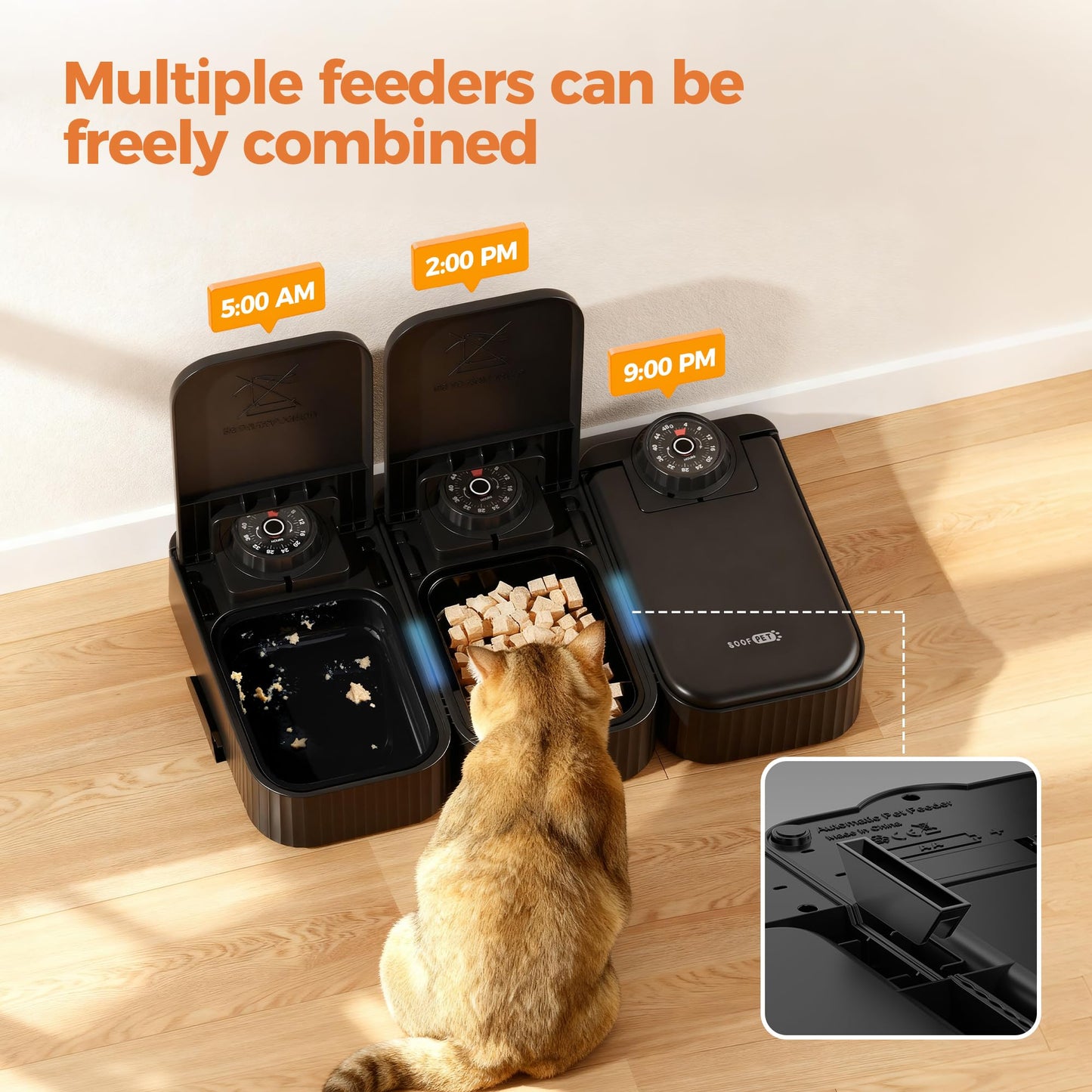 Comedero Gato Automatico Comida Humeda: Dispensador Comida Gatos 48H Programable - Comedero Automatico Perros sin Cable - 350g por Bol - para uso con Alimentos Húmedos y Secos - Negro
