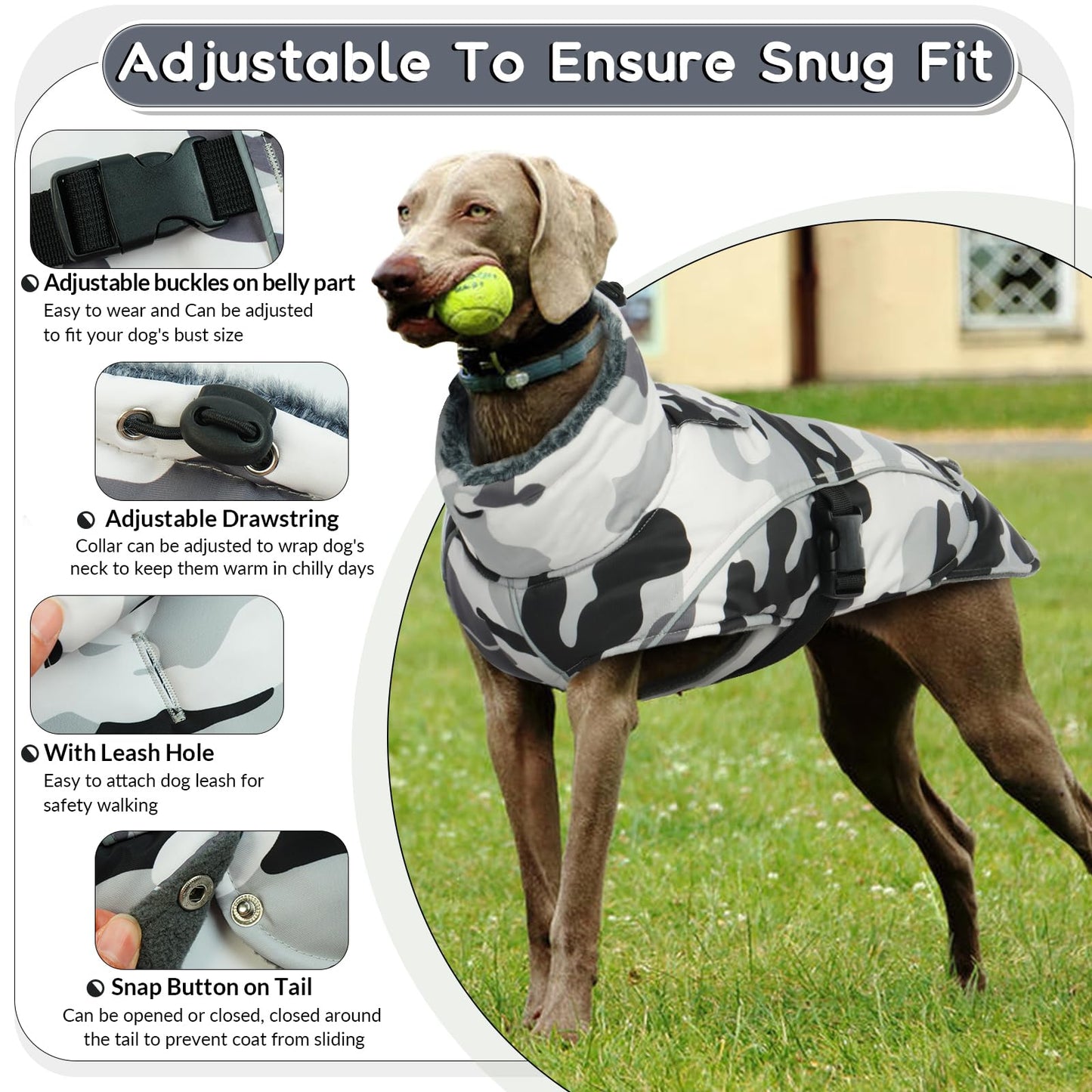 Chaqueta para Perros, Ropa de Invierno para Perros Pequeños Abrigo Prueba de Viento para Perros Chaqueta de Invierno para Perros(Camuflaje, 3XL)