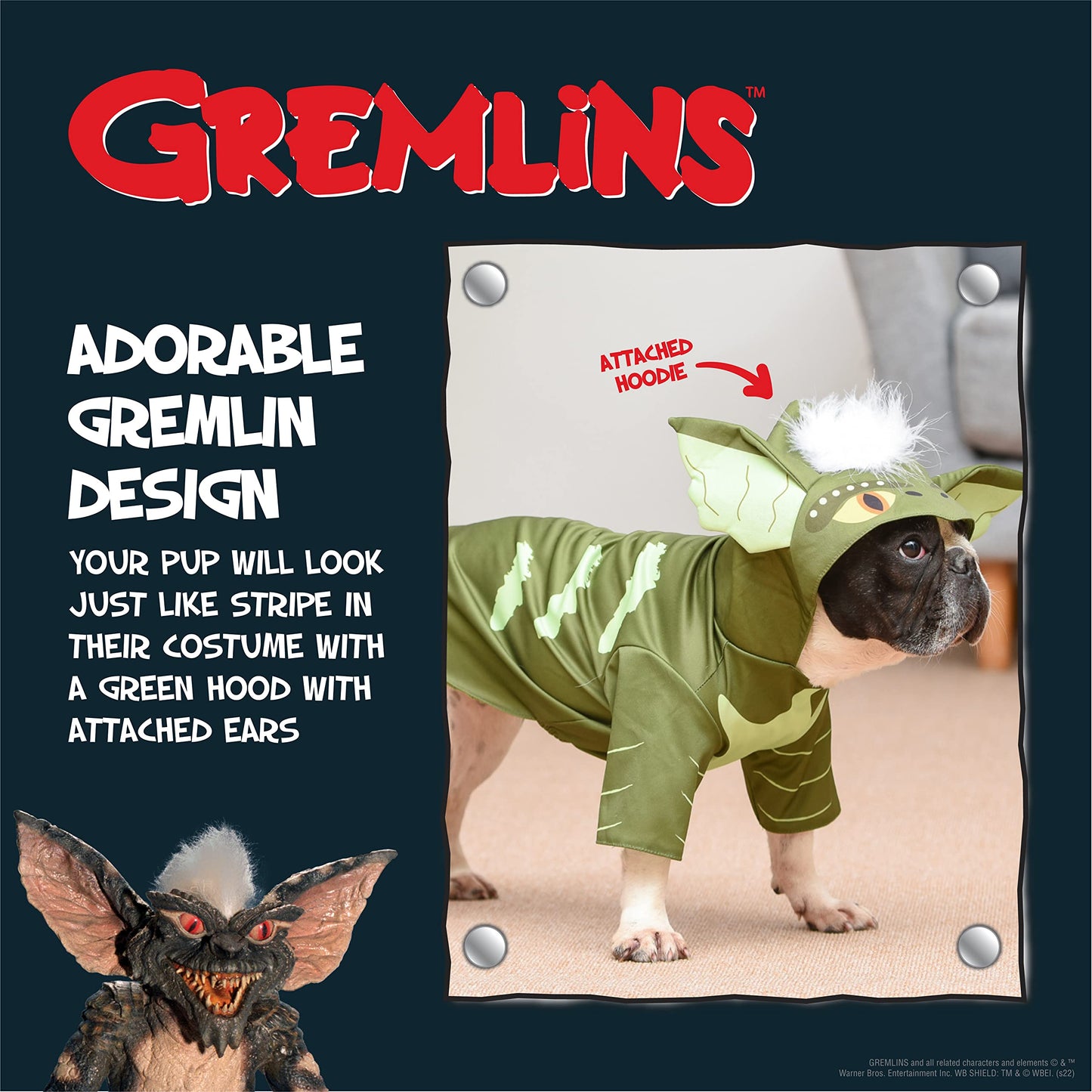 Disfraz de Halloween para Perros con Capucha, Talla M, Disfraces para Perros, Lindos Disfraces de Miedo para Mascotas, Productos con Licencia Oficial, Verde (FF21797)