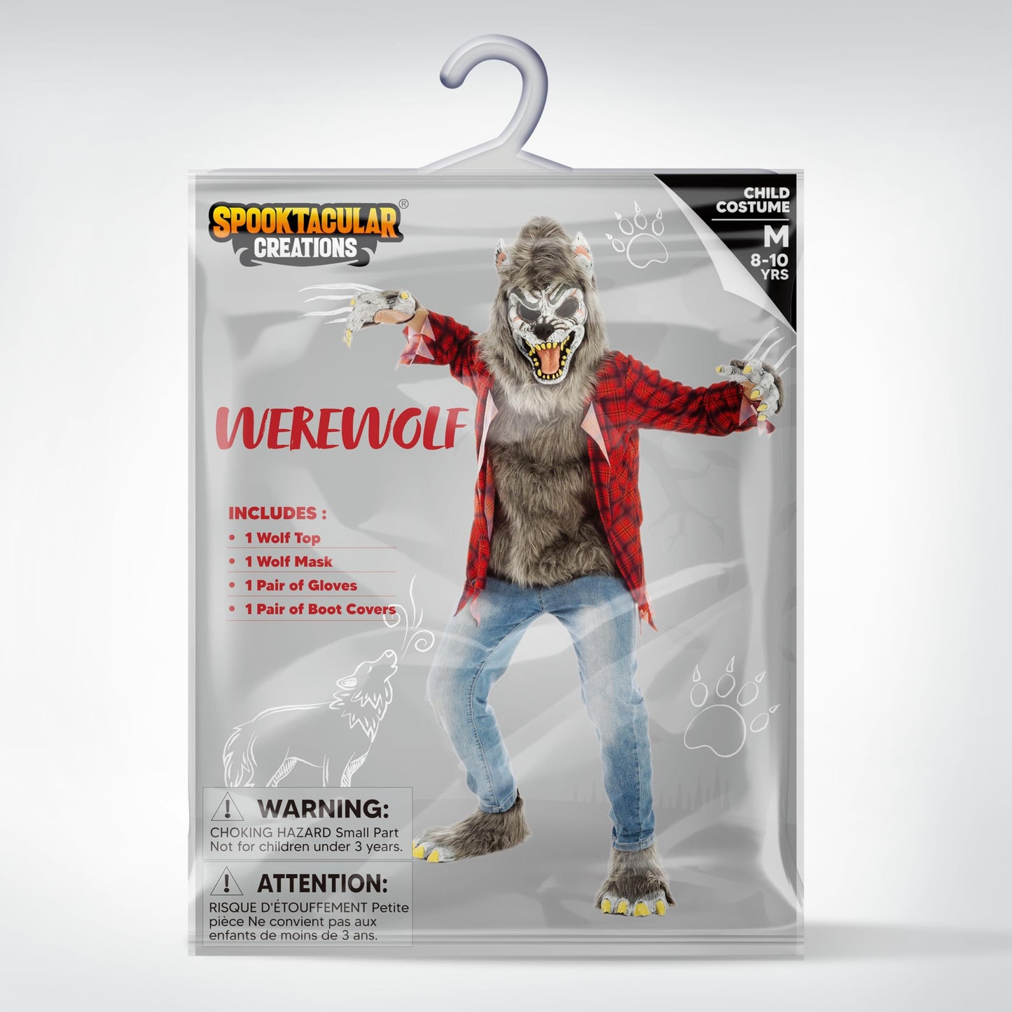 Spooktacular Creations Red Werewolf Halloween Kids Costume with Mask, Gloves and Shoes (Large (10-12 yrs))