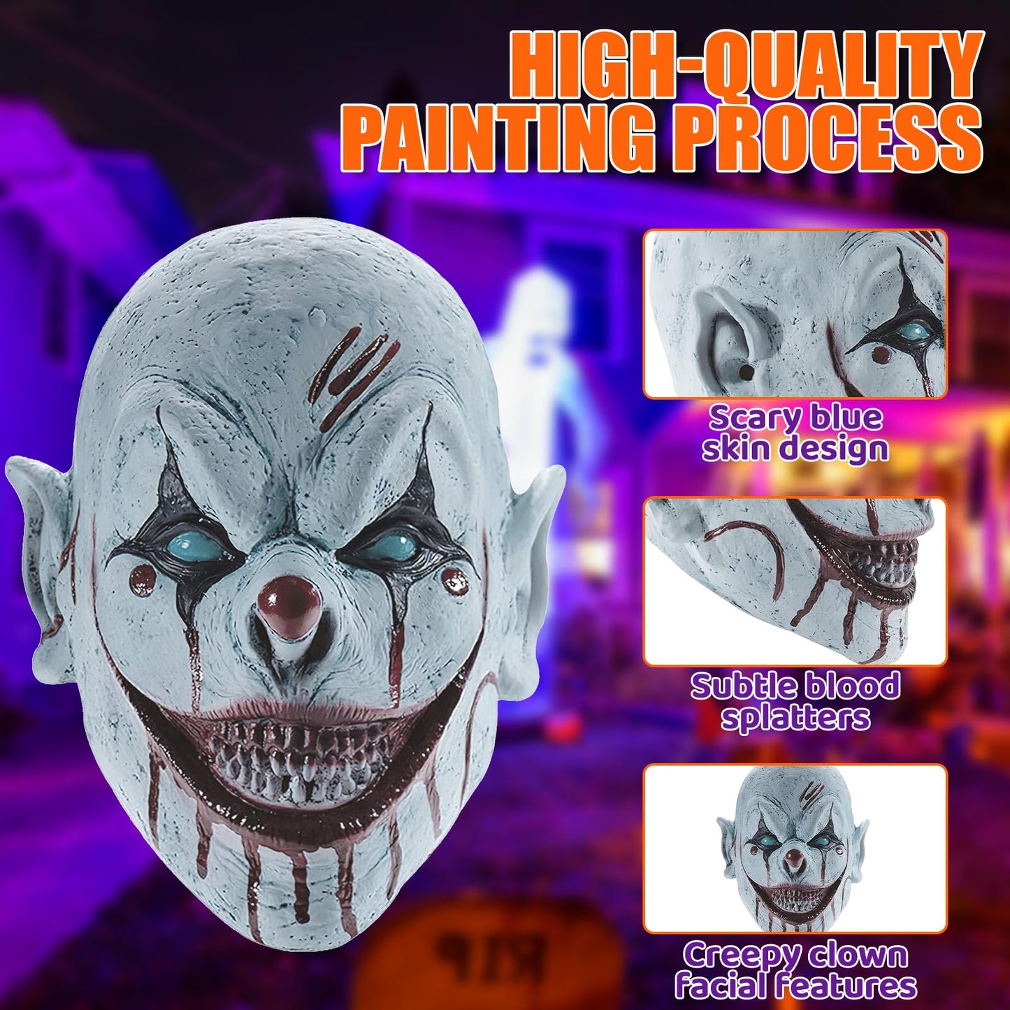 Disfraz Máscara de Payaso de Terror para Halloween - Máscara Espeluznante de Látex para Fiesta, Accesorio de Disfraz Aterrador para Adultos y Adolescentes