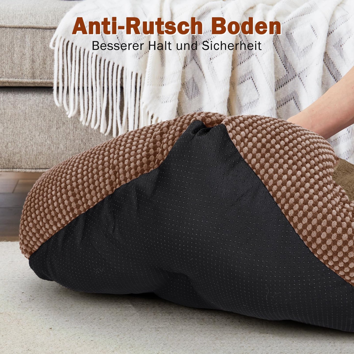 Cama Perro, Cama Perros Medianos Lavable Esponjoso, Camas Perros Antideslizante Ansiolítico, 63x53x20cm