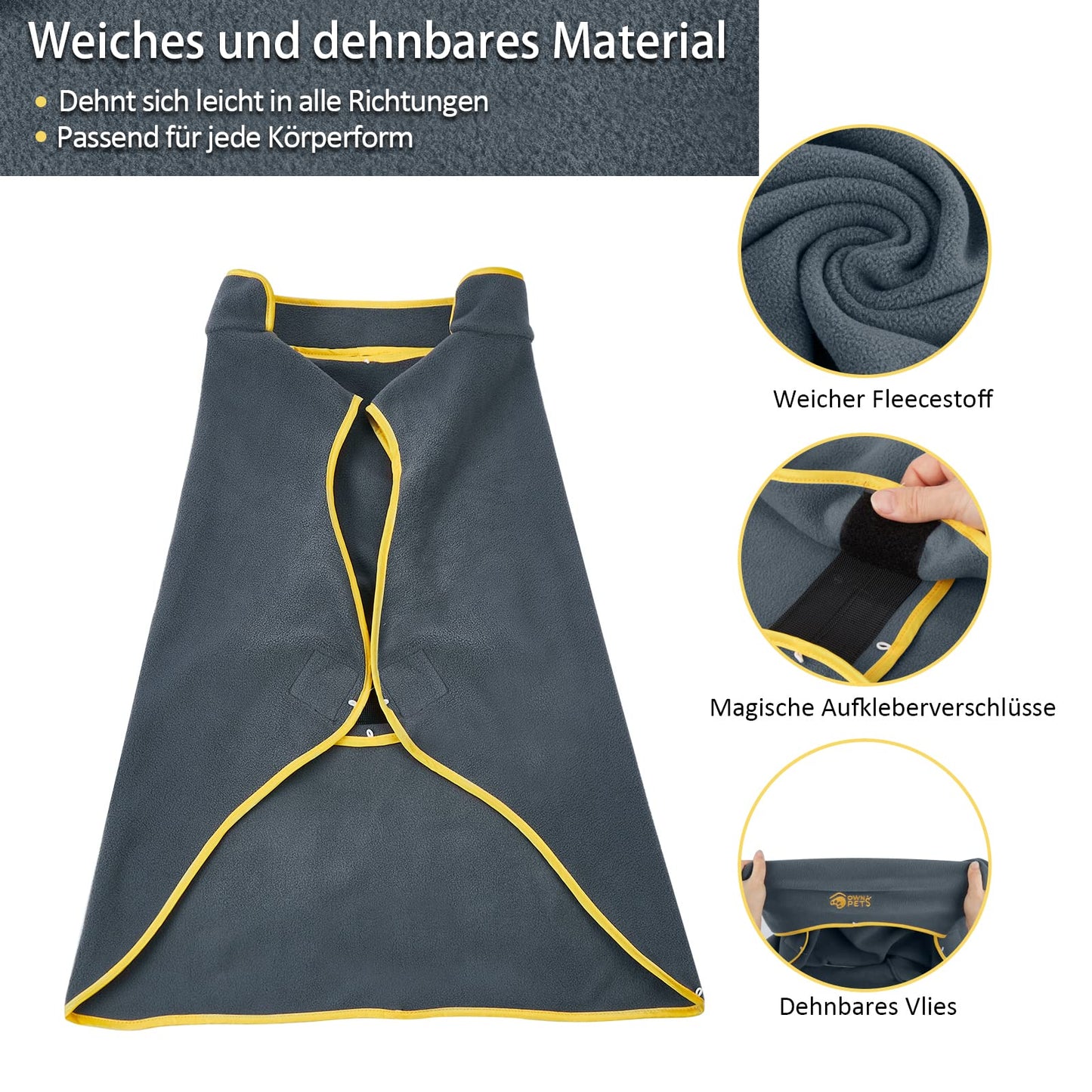 Abrigo de Invierno para Perros de Razas Medianas, L, 5 Tallas Opcionales, Ropa para Perros, Chaleco de Forro Polar para Perros, Chaqueta Ajustable para Mascotas con Cintas Mágicas, Gris