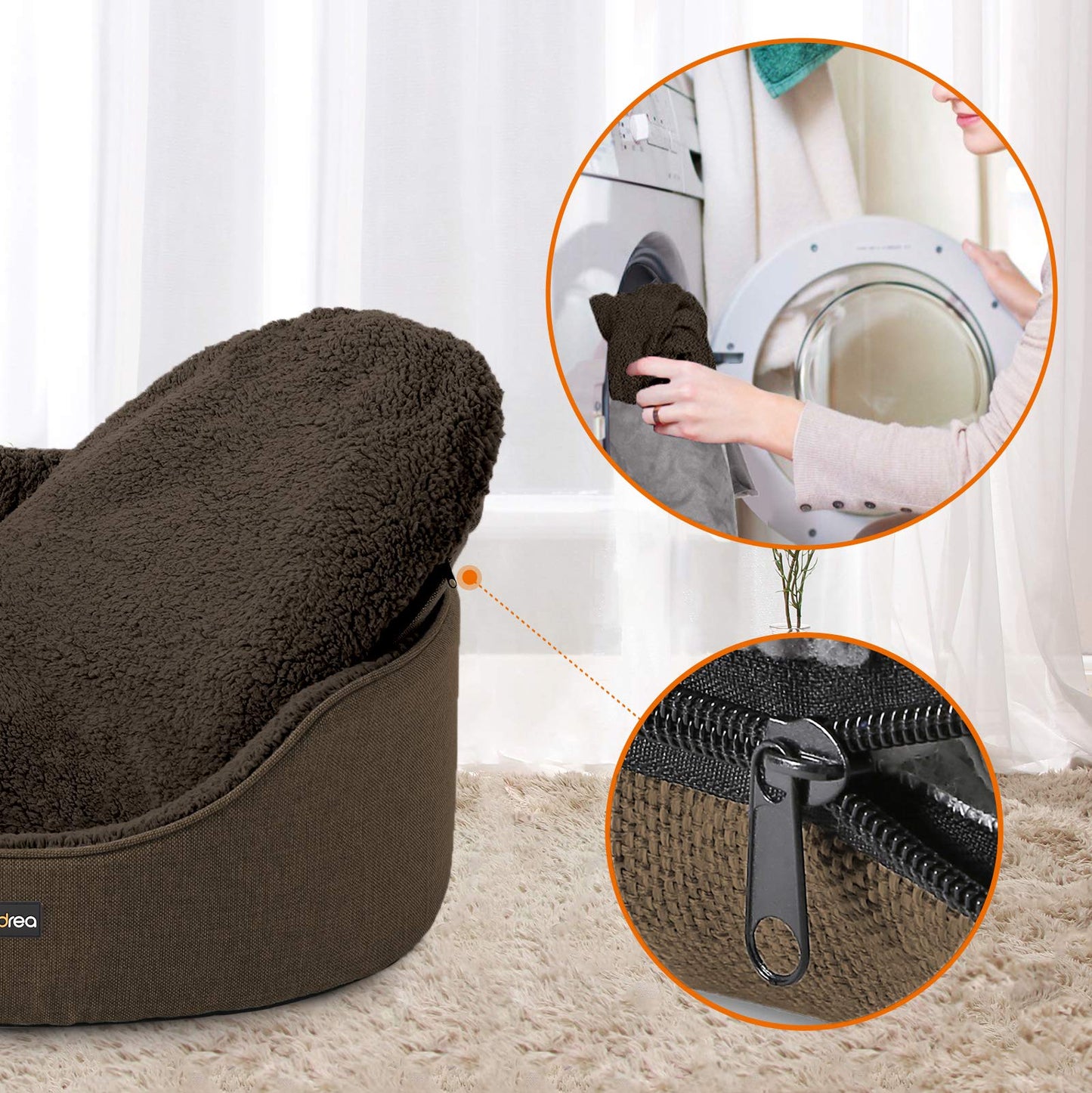 Feandrea Cama para Perro, Cojín Reversible, Lavable, 83 x 63 x 27 cm PGW032K01