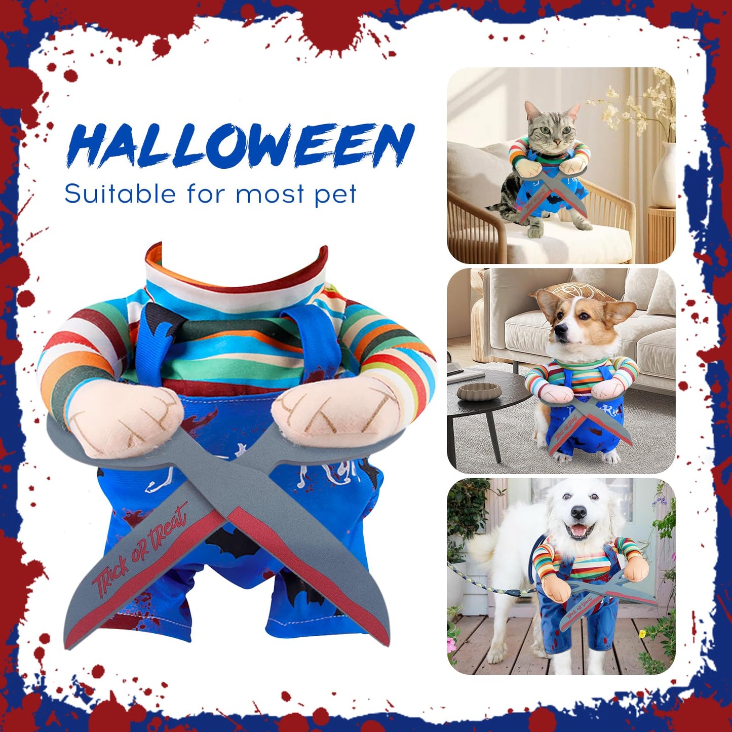 Disfraces Halloween para Perro, Disfraces para Mascotas, Conjuntos de Fiesta de Cosplay para Perro, Ropa Divertida para Mascotas, Ropa para Gatos de Fiesta de Halloween de Carnaval (L)