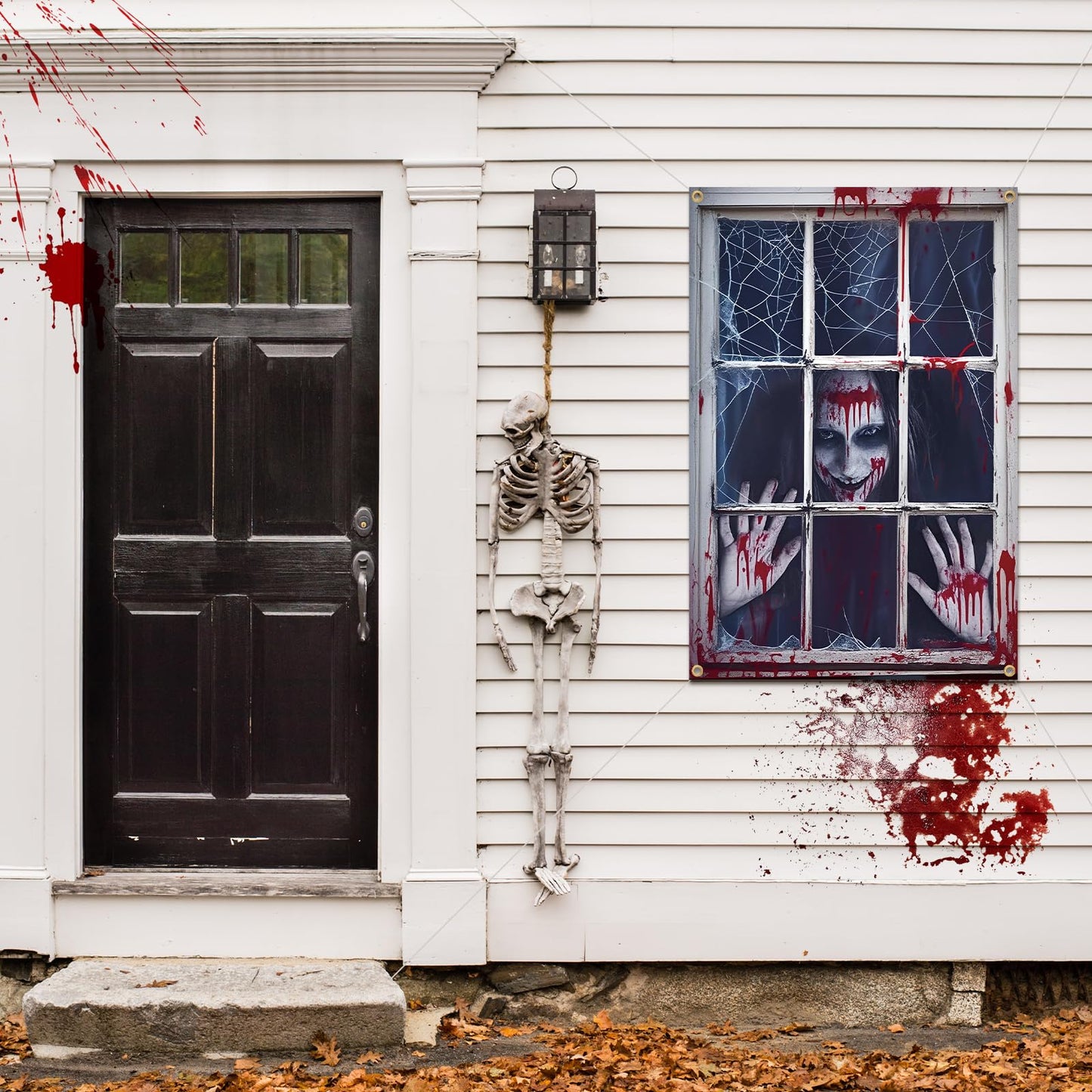 Decoracion Miedo Pancarta Halloween para Puerta Exterior Pared Casa Embrujada Decoración Halloween Espeluznante Fantasma Zombi Pancarta de Fondo de Terror Pósteres Accesorios Casa