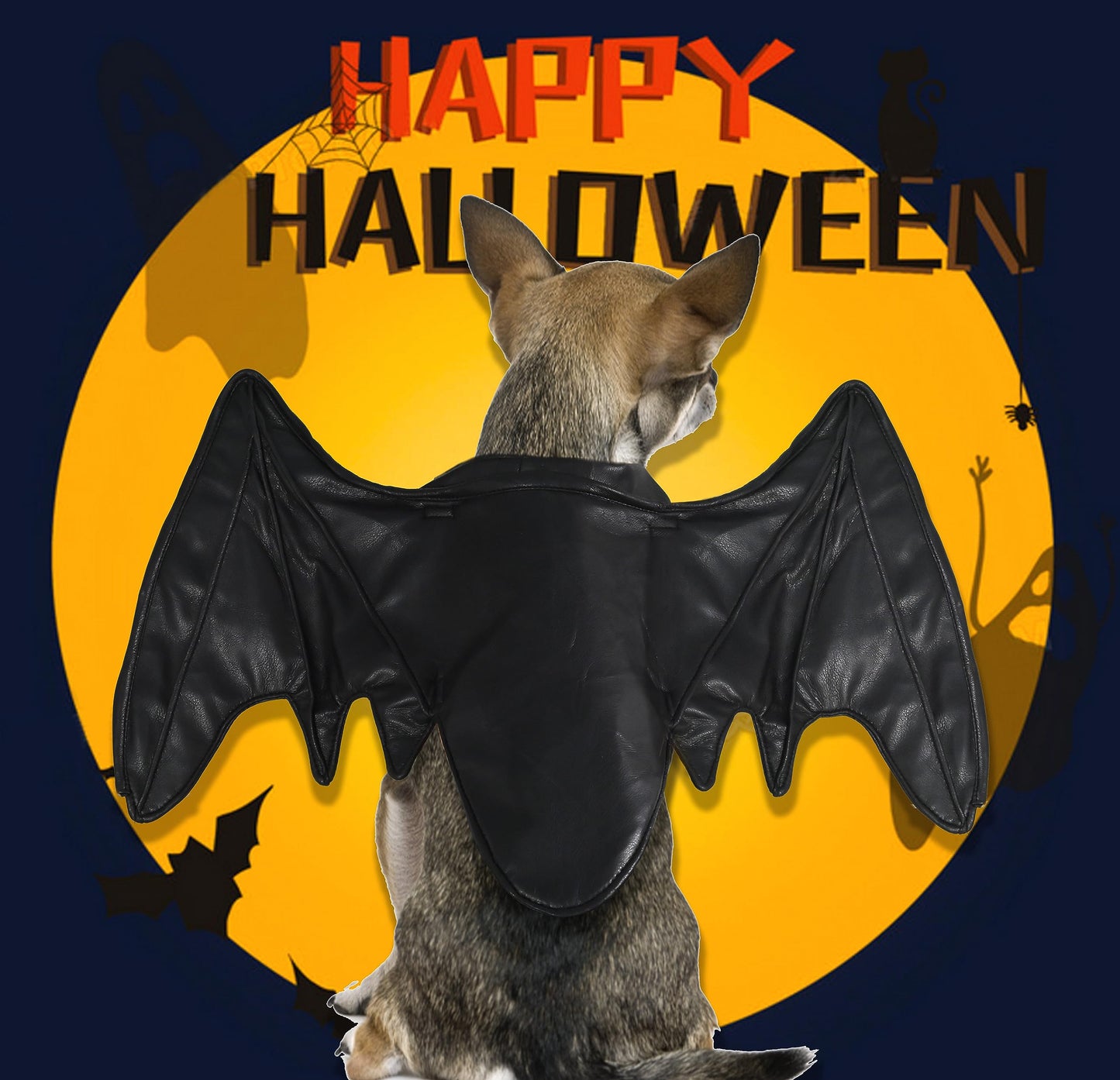 Disfraces de ala de murciélago para perro, linda ropa peluda para mascotas para Halloween (ala de murciélago negra, talla M)
