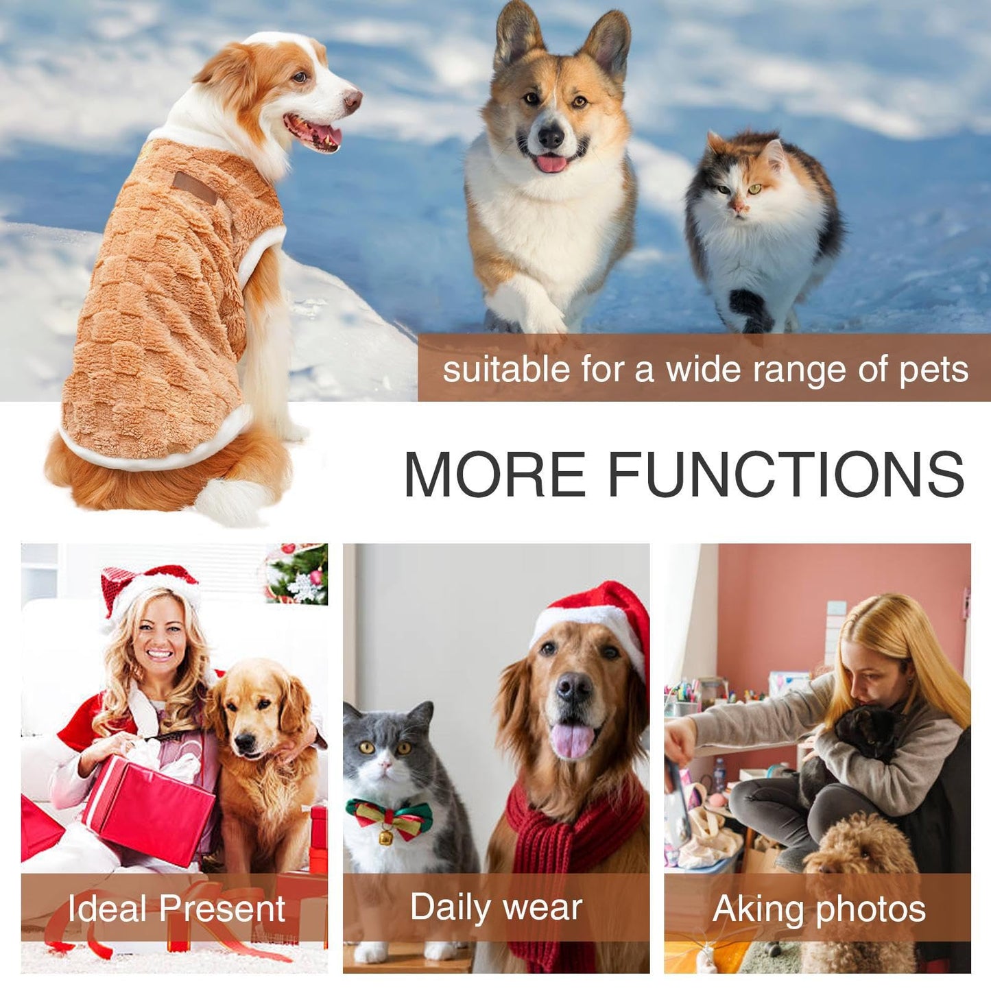 Abrigo Chaqueta De Invierno para Perro, Suéter De Felpa Y Cálido para Mascotas, Ropa Mantener Caliente Pijamas Chaleco De Invierno Peluche para Mascotas, Abrigo para Gato Salir A Pasear