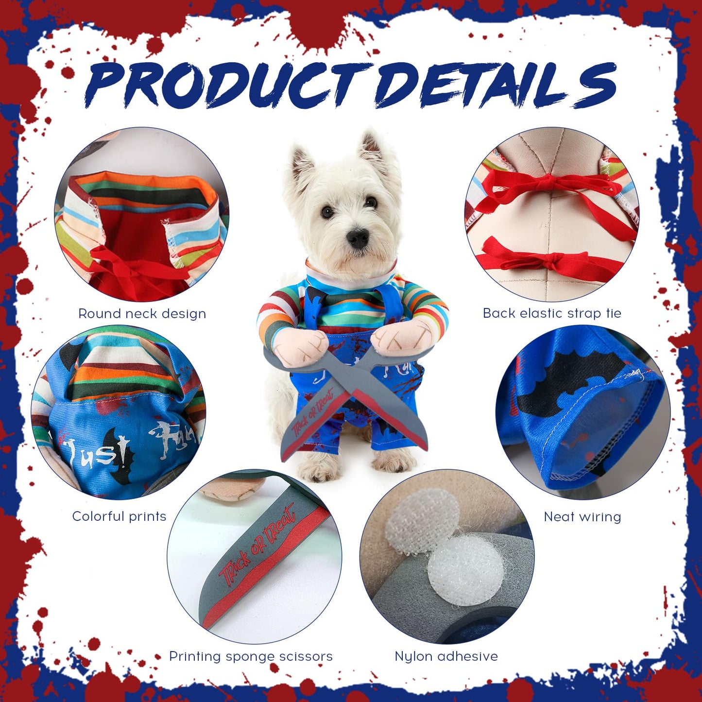 Disfraces Halloween para Perro, Disfraces para Mascotas, Conjuntos de Fiesta de Cosplay para Perro, Ropa Divertida para Mascotas, Ropa para Gatos de Fiesta de Halloween de Carnaval (L)