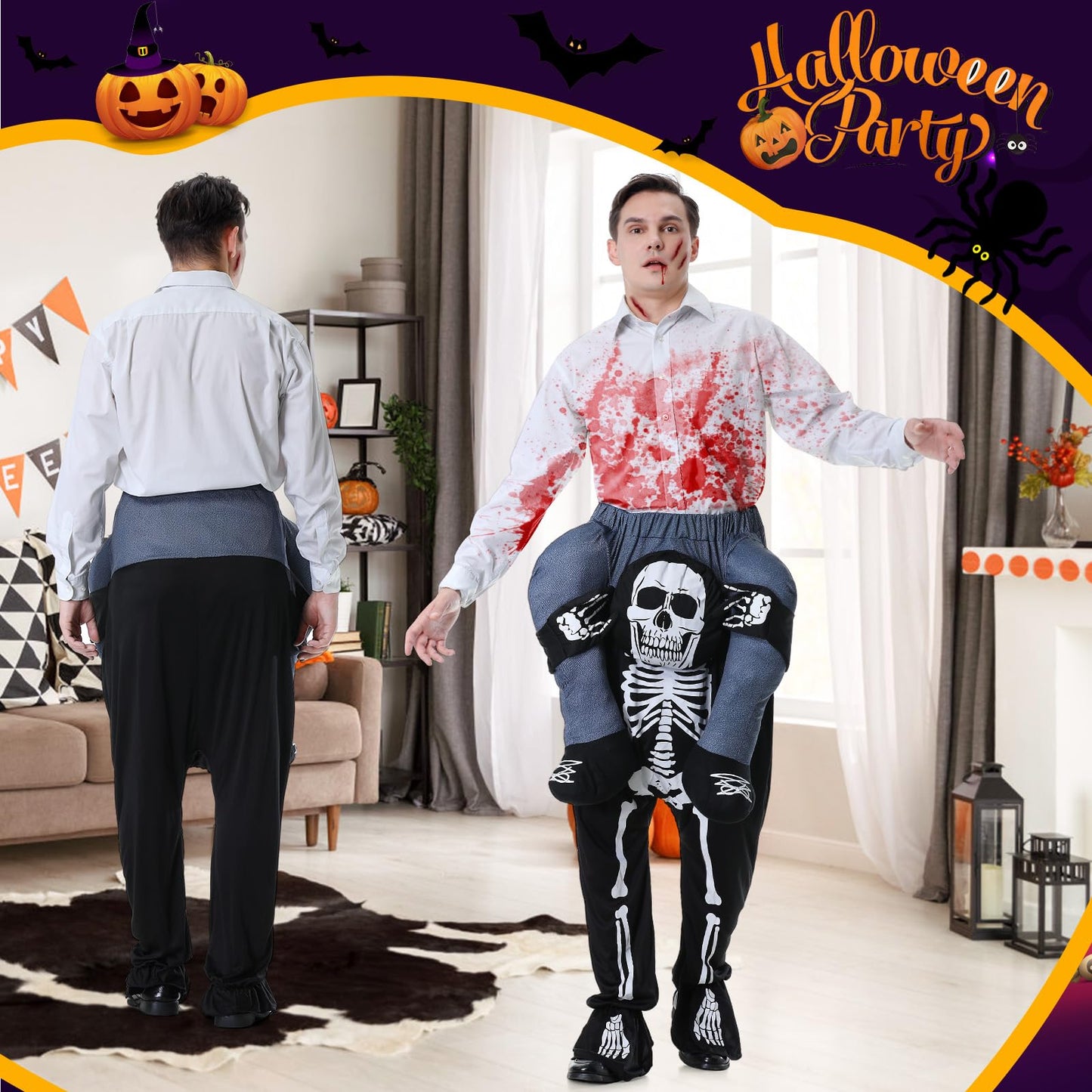 Disfraz Hombros Esqueleto Para Adulto, Disfraz Inflable Esqueleto Caballito, Costume Halloween Carnaval Terror Caballito Esqueleto Hombre Mujer Unisex Talla Única