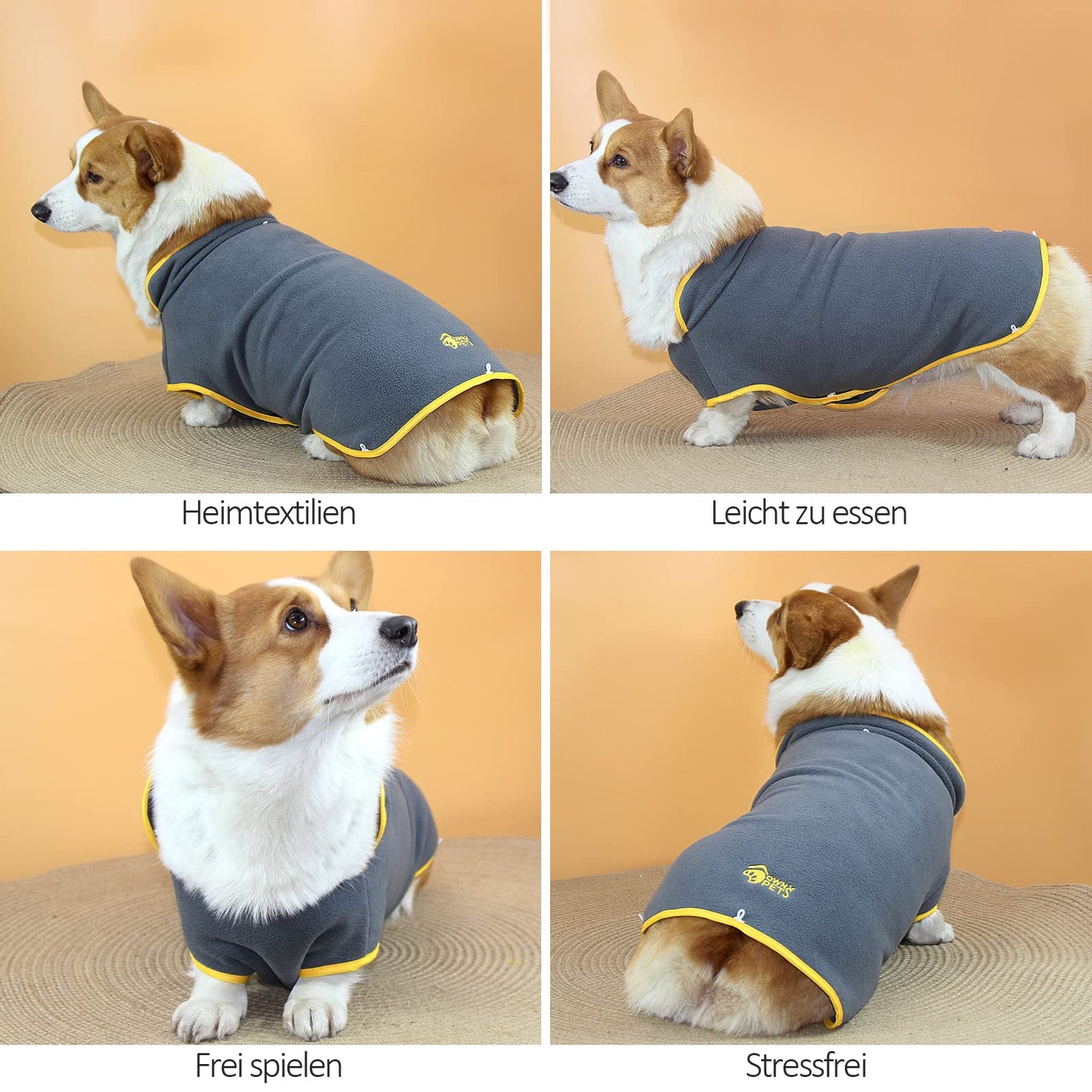 Abrigo de Invierno para Perros de Razas Medianas, L, 5 Tallas Opcionales, Ropa para Perros, Chaleco de Forro Polar para Perros, Chaqueta Ajustable para Mascotas con Cintas Mágicas, Gris