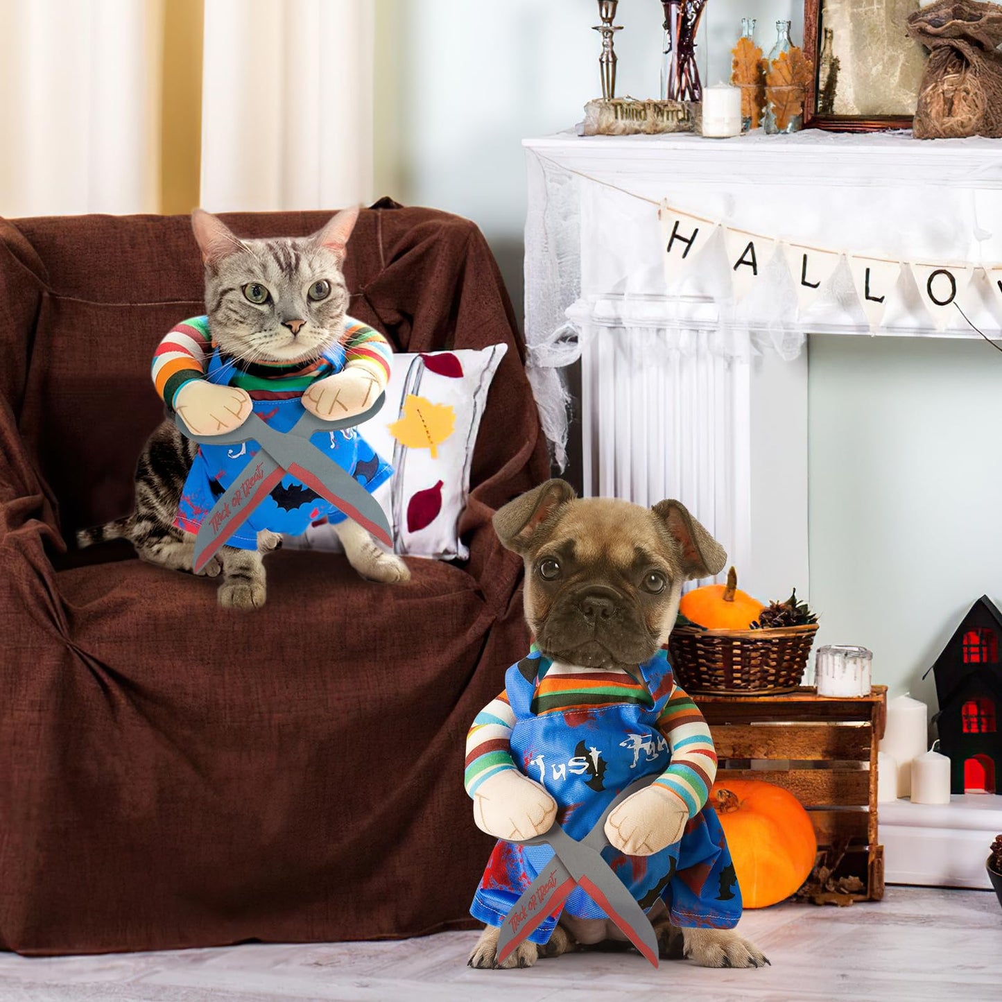 Disfraces Halloween para Perro, Disfraces para Mascotas, Conjuntos de Fiesta de Cosplay para Perro, Ropa Divertida para Mascotas, Ropa para Gatos de Fiesta de Halloween de Carnaval (L)