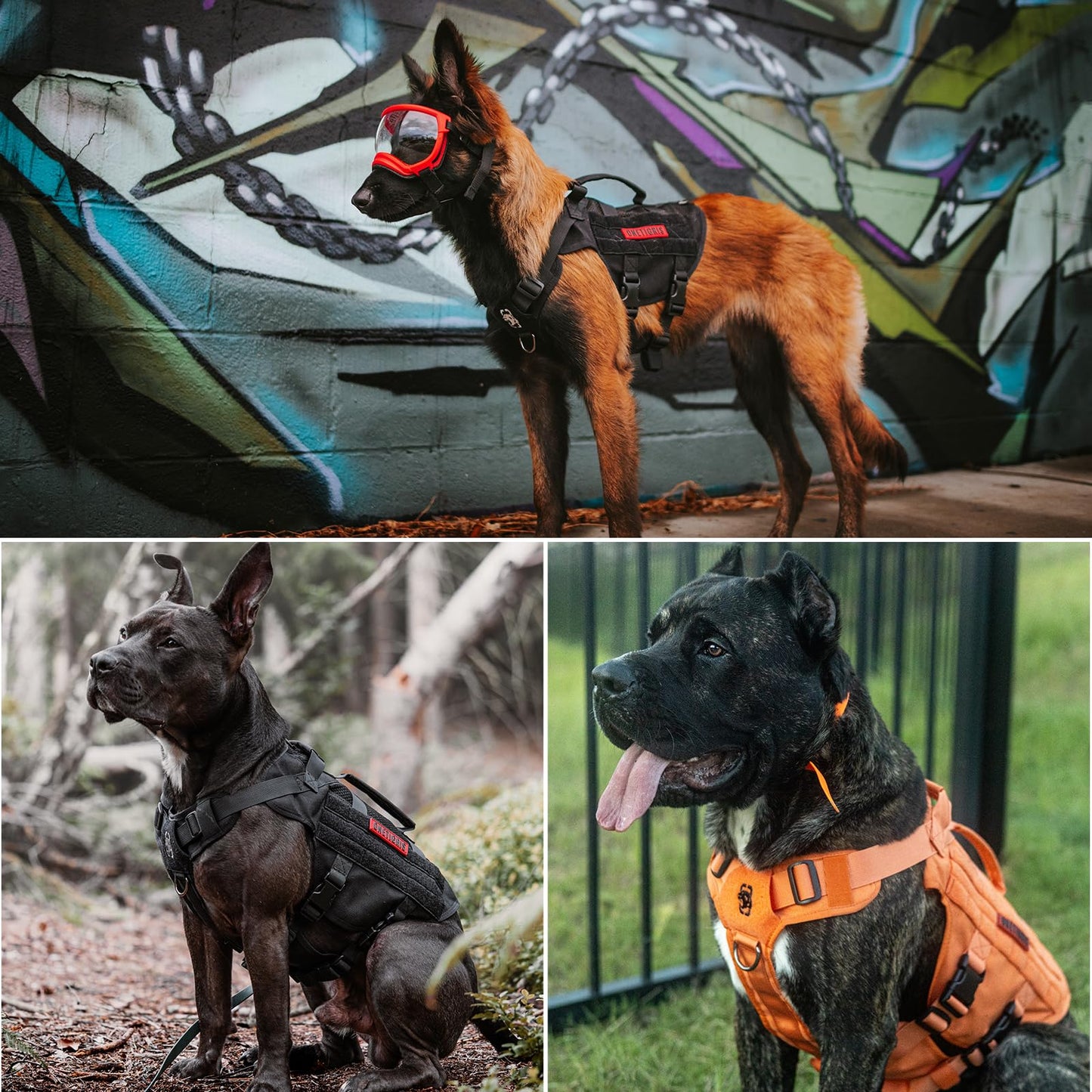 Arnés Táctico Sin Tirones para Perro Mediano - Diseño de Malla Transpirable Militar Molle Con Asas - Chaleco para Perro de Servicio para Caminar