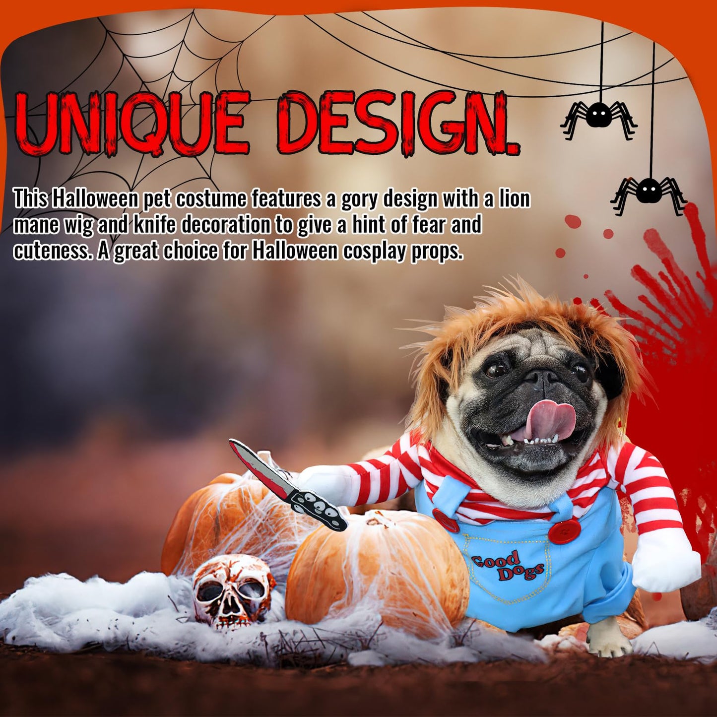 Disfraz Halloween Perro Pequeño, SilverChry Disfraz Halloween Perro, Ropa para Perros, para Fiesta de Cosplay para Mascotas (Medium, Daga)