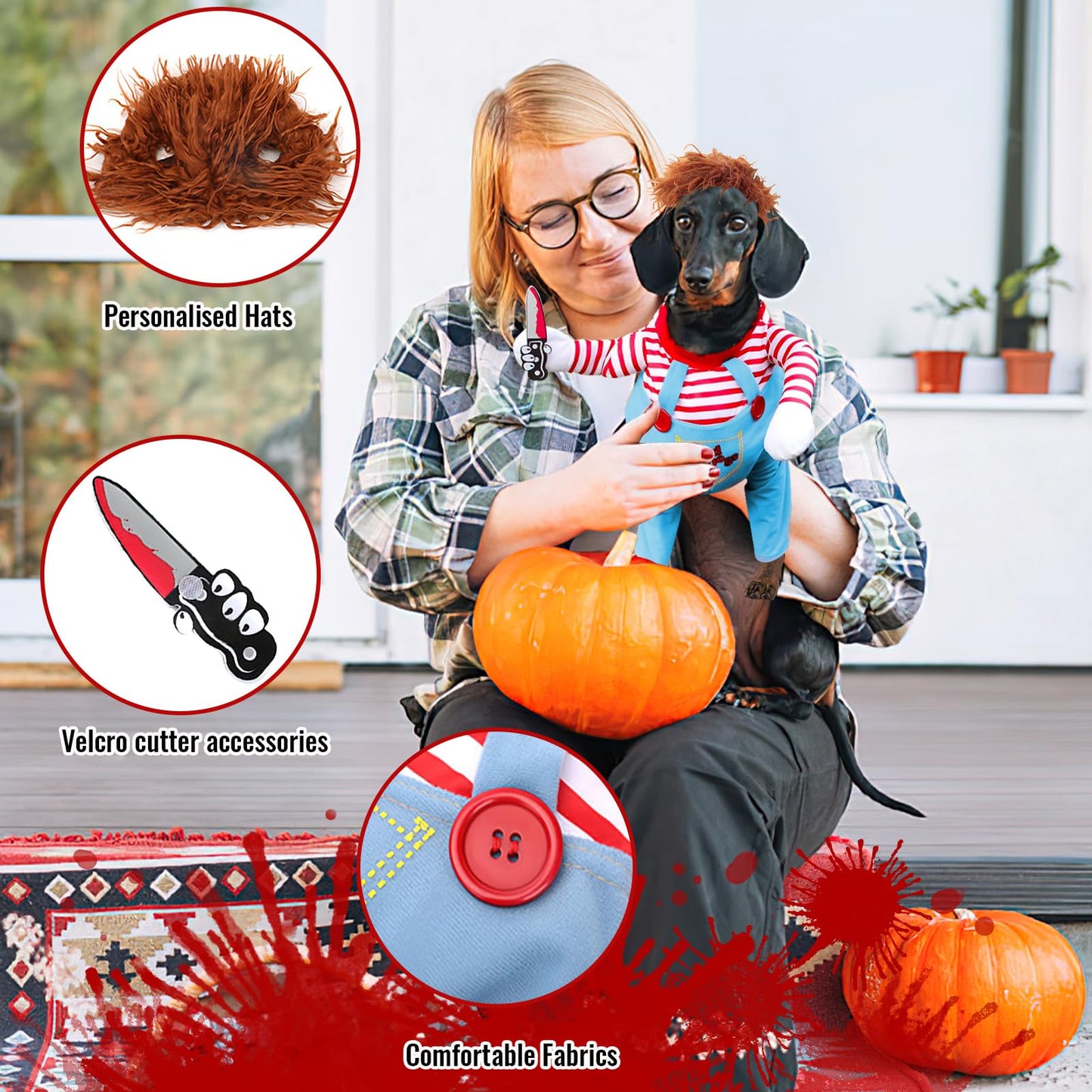 Disfraz Halloween Perro Pequeño, SilverChry Disfraz Halloween Perro, Ropa para Perros, para Fiesta de Cosplay para Mascotas (Medium, Daga)