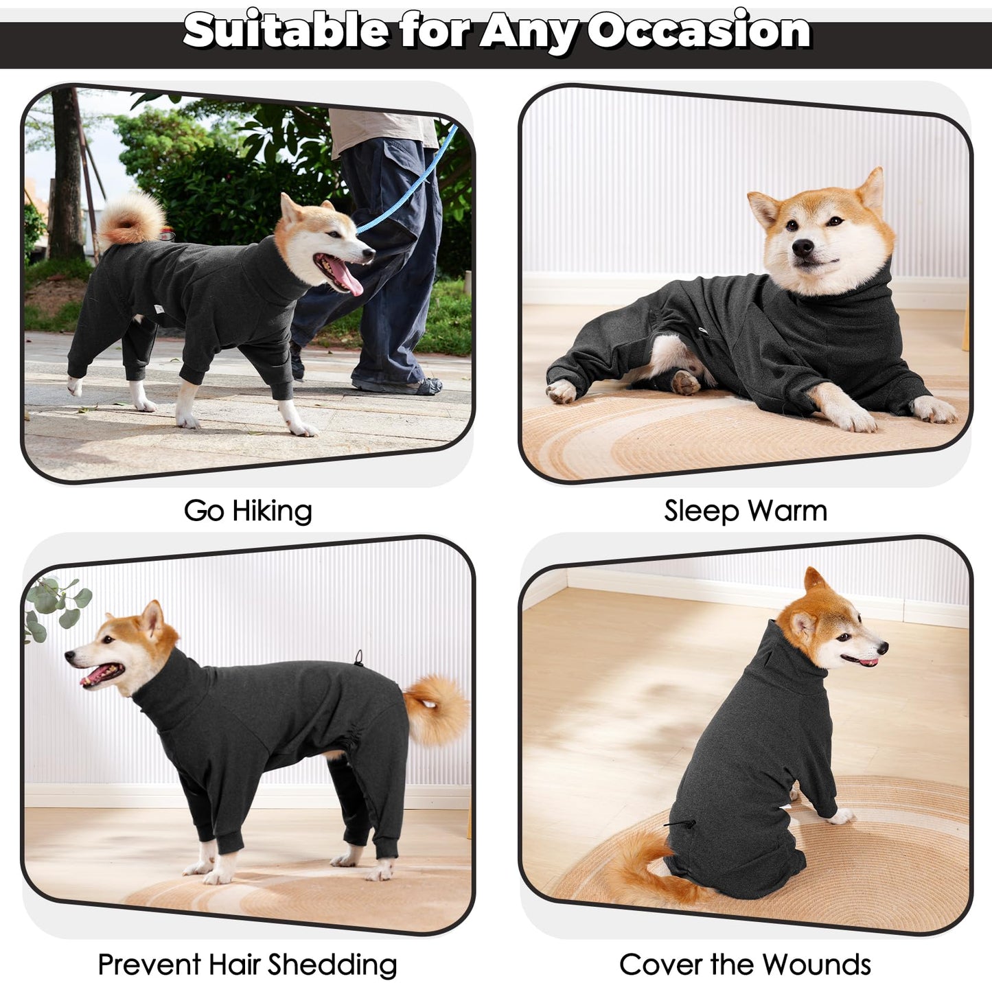Dotoner Abrigo de Forro Polar cálido de Cuatro Patas para Perro,Abrigo de Invierno para Perro,Resistente al Viento,Cuerpo Completo,Acogedor Pijama Traje para pequeños,medianos y