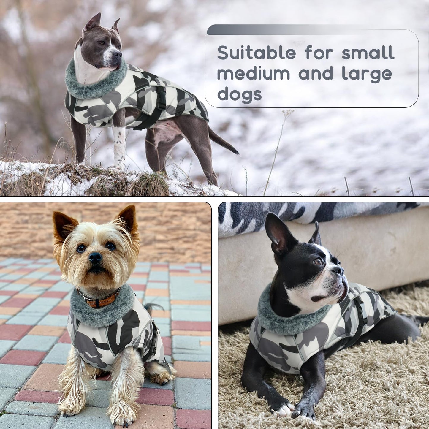 Chaqueta para Perros, Ropa de Invierno para Perros Pequeños Abrigo Prueba de Viento para Perros Chaqueta de Invierno para Perros(Camuflaje, 3XL)