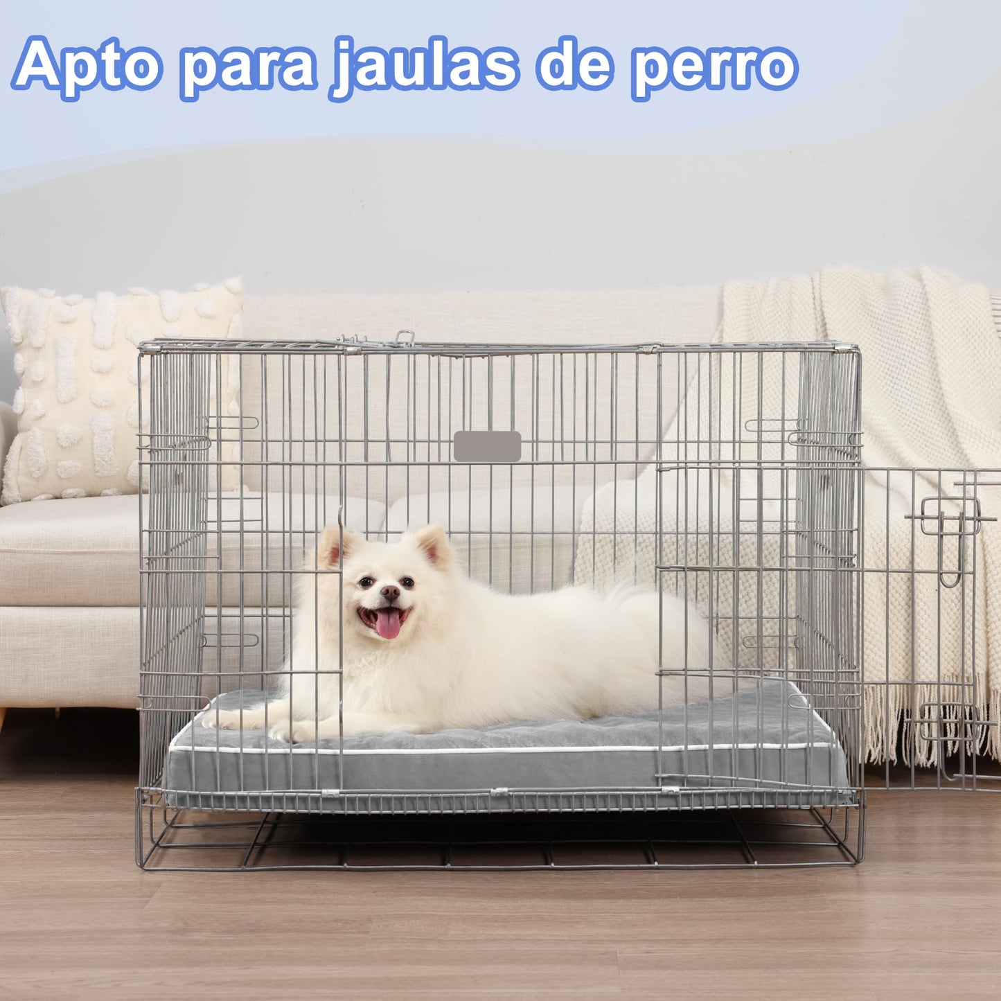 KSIIA Cama para Perros Medianos Ortopédica, Colchón Perro Lavable, Colchoneta Perro Impermeable, Dog Bed con Funda Extraíble, Gris, 88x55x7cm