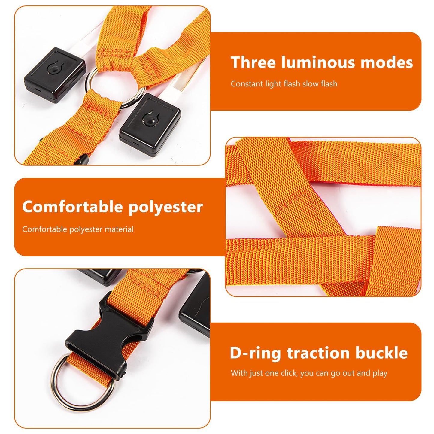 Arnés 2 piezas Light Up, para Perros Luminoso Recargable, Luminoso Arnés para Perros, Iluminado Recargable Para Paseo Nocturno Para Pequeños M