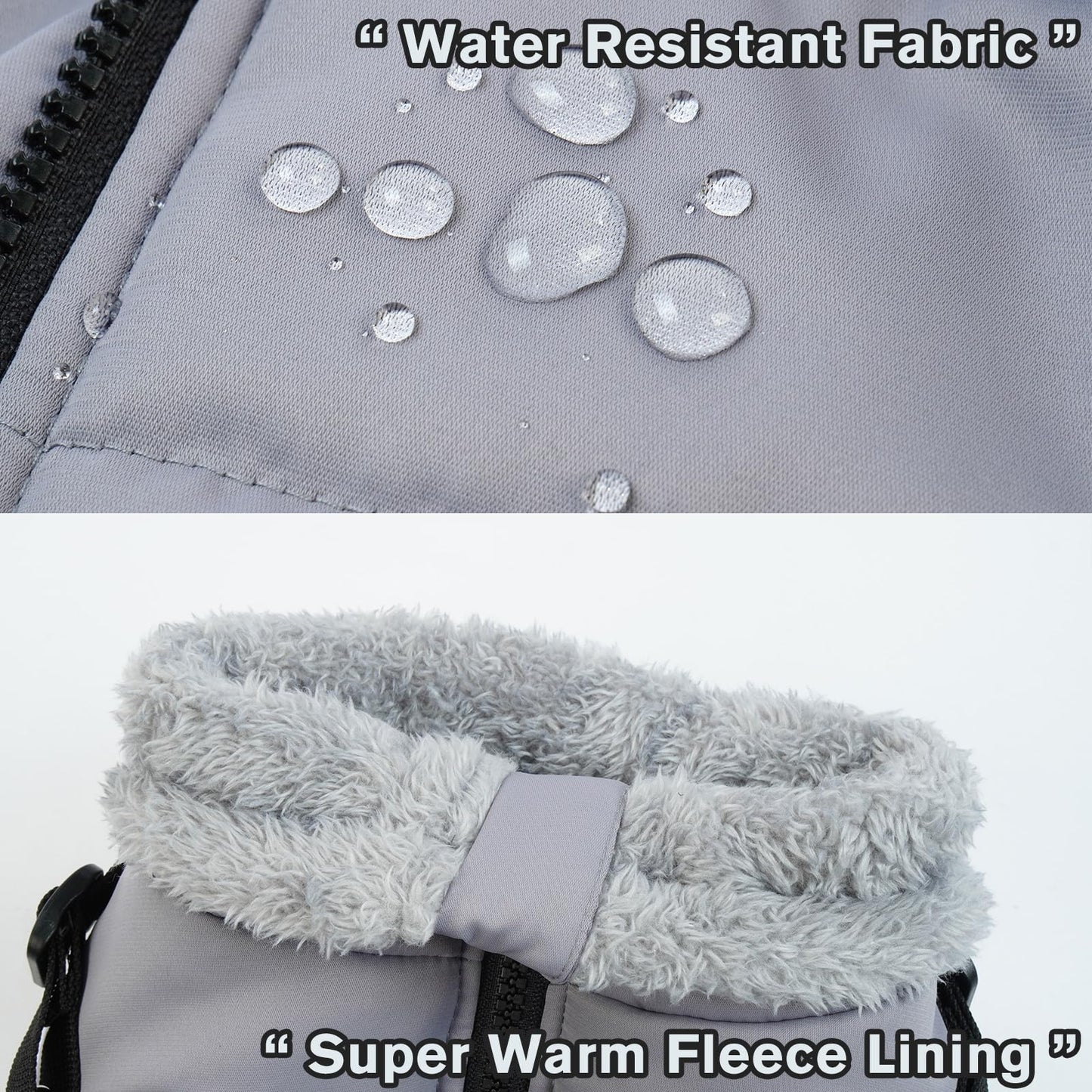 Abrigo de Invierno para Perros, Chaqueta Impermeable Perros Abrigadora de Invierno Ropa para Perros Pequeños y Medianos Chaleco Cálido Suave Arnés Cachorros con Anillas en D(Gris, S)