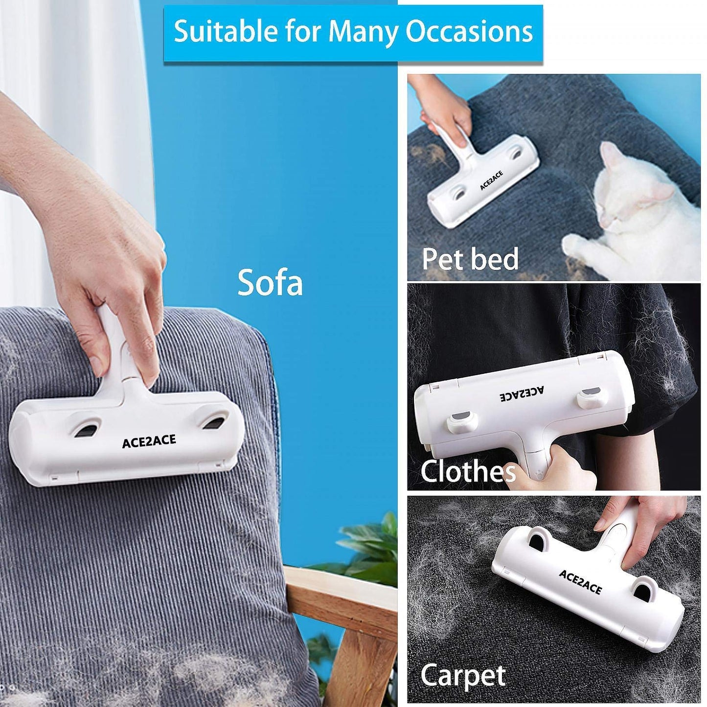 Quitapelos y Rodillos para Mascotas, Cepillo de Limpieza Removedor de Pelaje para Gatos y Perros, Lavable y Reutilizable Animales Cepillos Depilación, para alfombras, Ropa y sofá