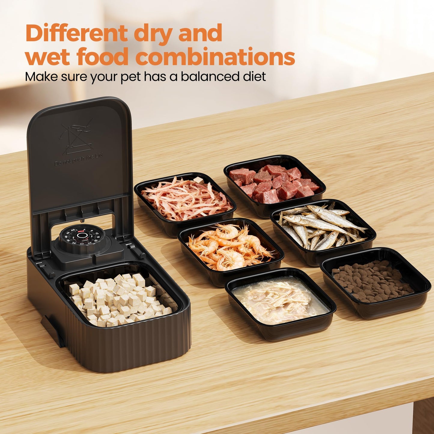 Comedero Gato Automatico Comida Humeda: Dispensador Comida Gatos 48H Programable - Comedero Automatico Perros sin Cable - 350g por Bol - para uso con Alimentos Húmedos y Secos - Negro