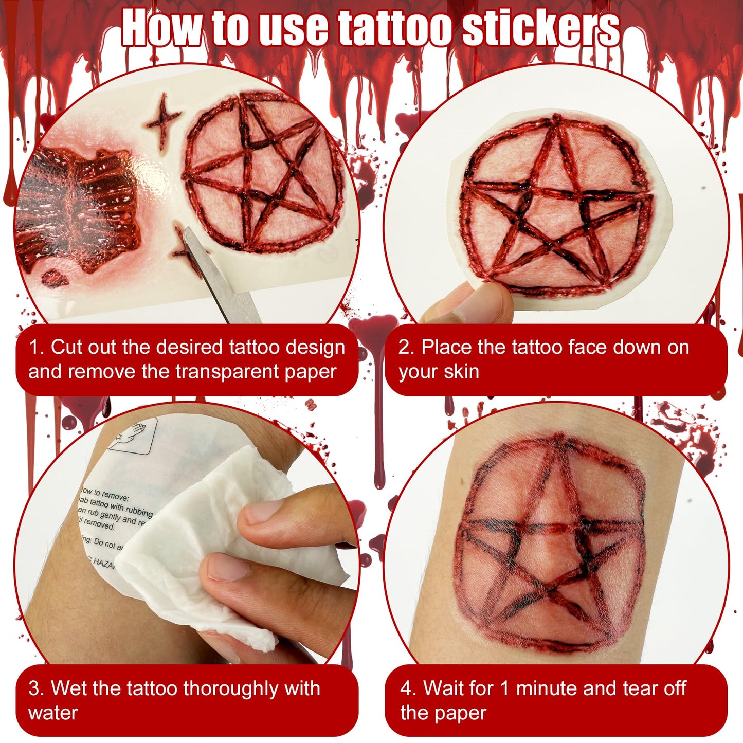 Disfraz Halloween Hombre Adulto Mujer – Halloween Costume Miedo Carnicero con Diadema Hacha, Cuchillo y 10 Tatuajes, Disfraz Adulto Ideal para Fiestas, Cosplay y Eventos Temáticos