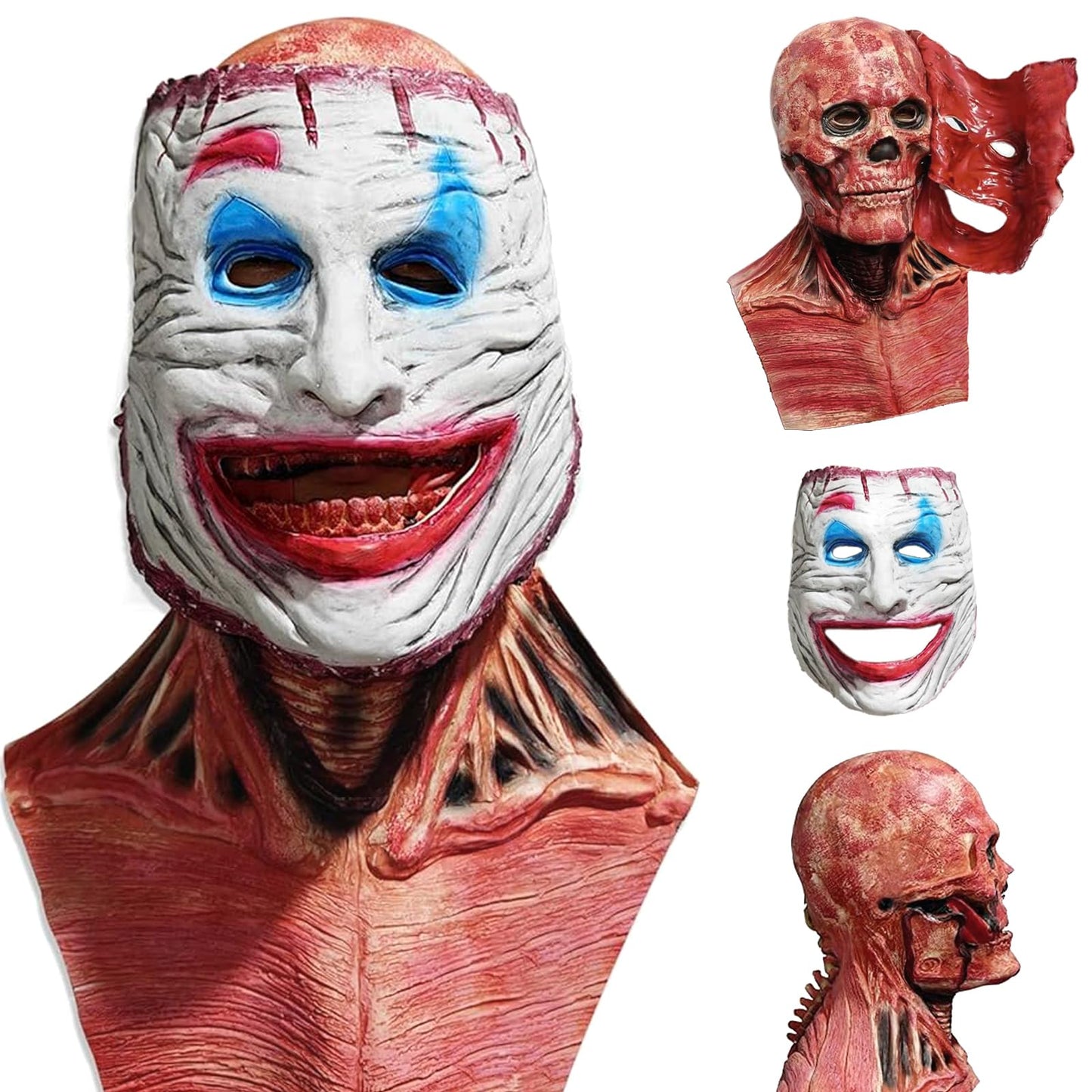 Doble Capa Magnética Terroríficas Máscaras de Halloween, Máscaras de Calavera y Máscaras de Payaso, Realistas y Espeluznantes Máscaras de Látex para Adultos Hombres y Mujeres