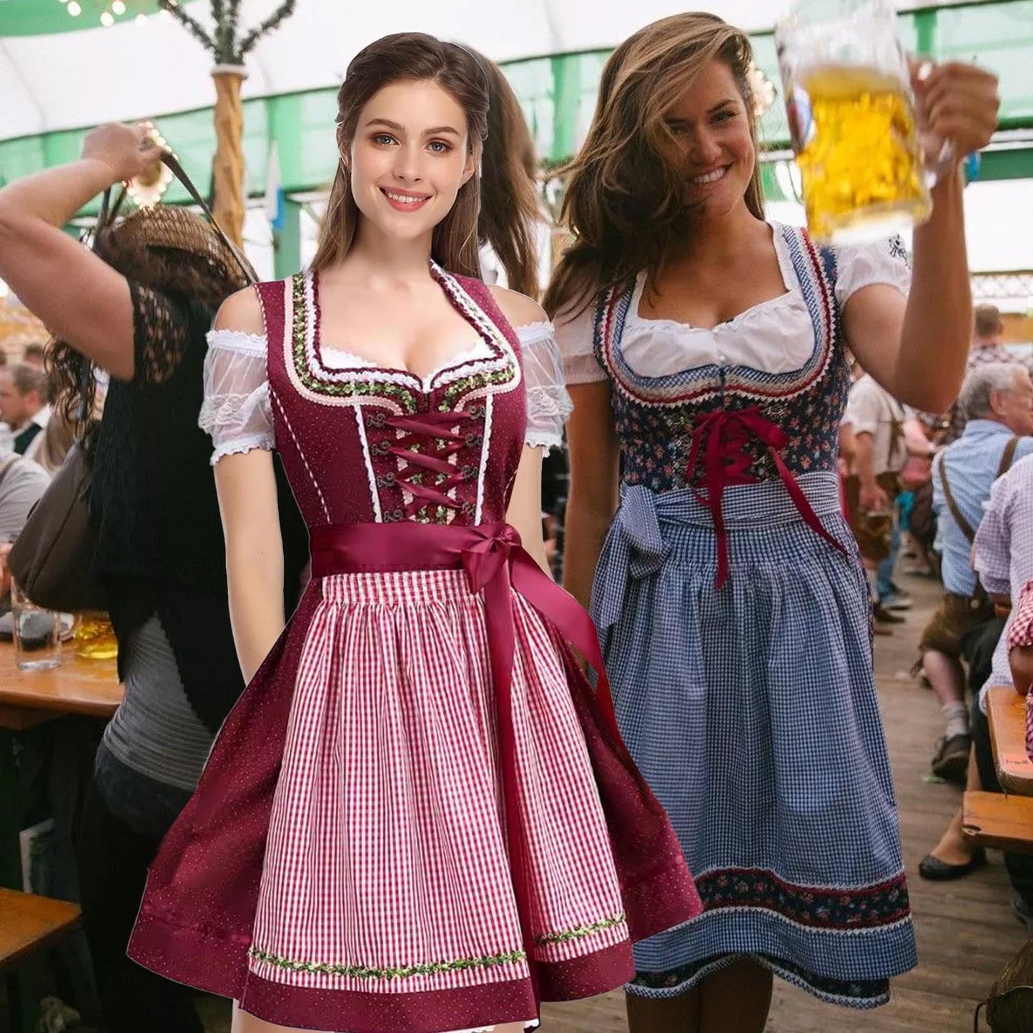 Disfraz Vestidos alemanes para mujeres Oktoberfest, trajes de Oktoberfest mujeres,Disfraz de Cerveza Mujer | Vestido Alemán para Mujer, Disfraces de Oktoberfest para Carnaval de Halloween