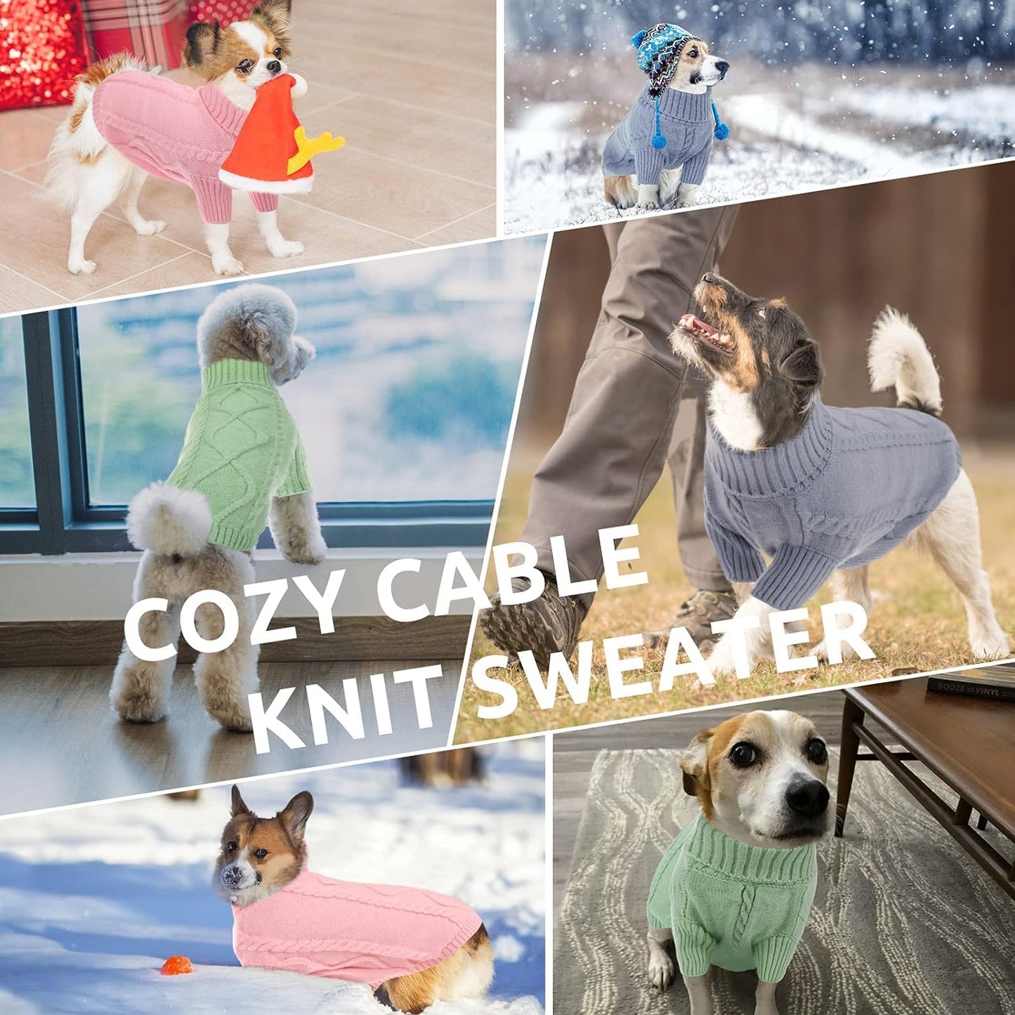 Queenmore Jersey para Perro Pequeño Bouledogue Francés Cálido Suéter para Perros Suéter Chihuahua Abrigo Teckel Ropa de Invierno para Perro Gato, Gris Oscuro,XS