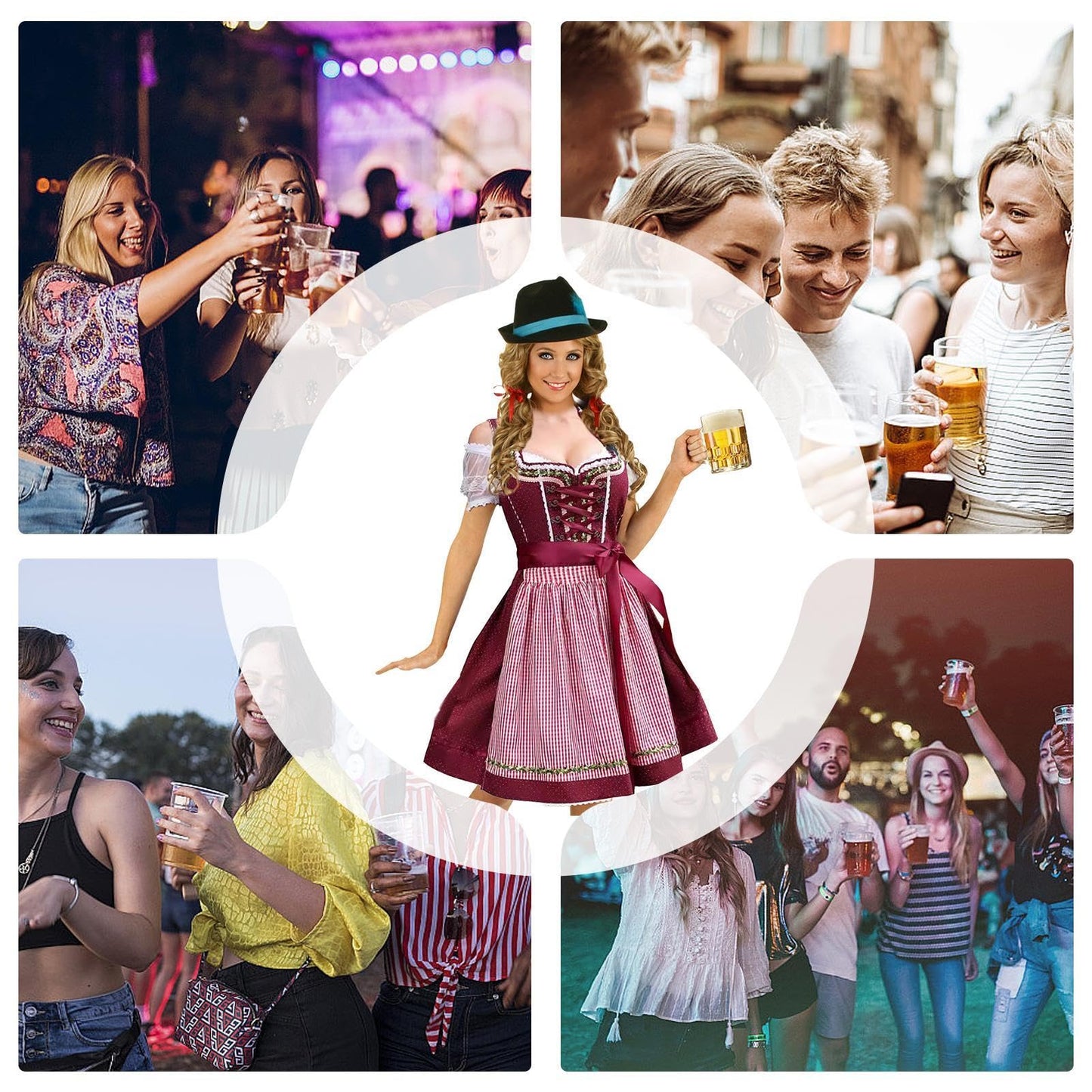 Disfraz Vestidos alemanes para mujeres Oktoberfest, trajes de Oktoberfest mujeres,Disfraz de Cerveza Mujer | Vestido Alemán para Mujer, Disfraces de Oktoberfest para Carnaval de Halloween