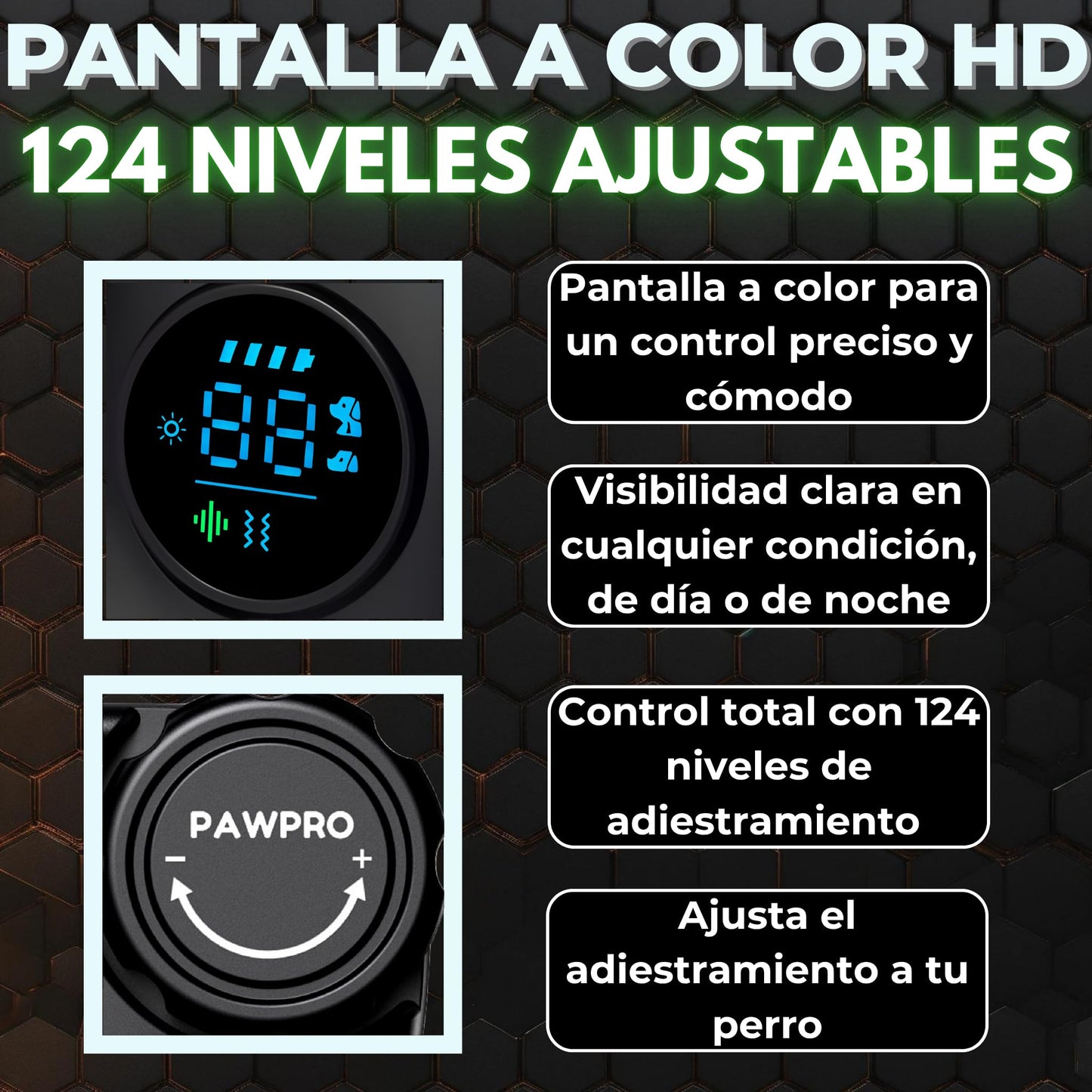 PAWPRO Collar de Adiestramiento, Conforme Nueva Ley Española de Bienestar Animal, Alcance XXL 3 km, Modo Luz Nocturna, BIP Vibración Boost, Apto para Todos los Perros, Resistente al Agua y Recargable