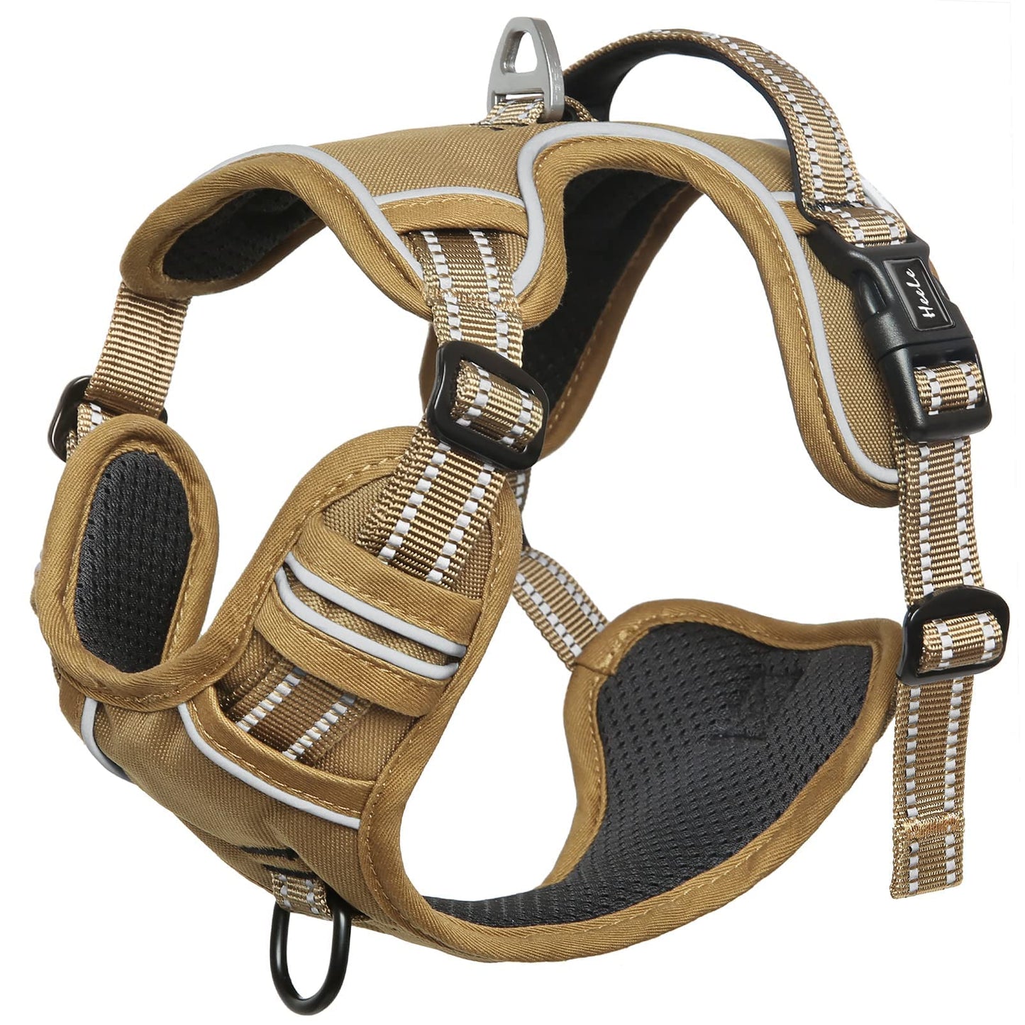 Arnes para Perro Arnes Anti Tirones Transpirable con Agarre Acolchado Arnés para Perros Reflectantes Ajustable Arnes Tipo Chaleco Acolchado Arnés para Perro Pequeños, Caqui, XS
