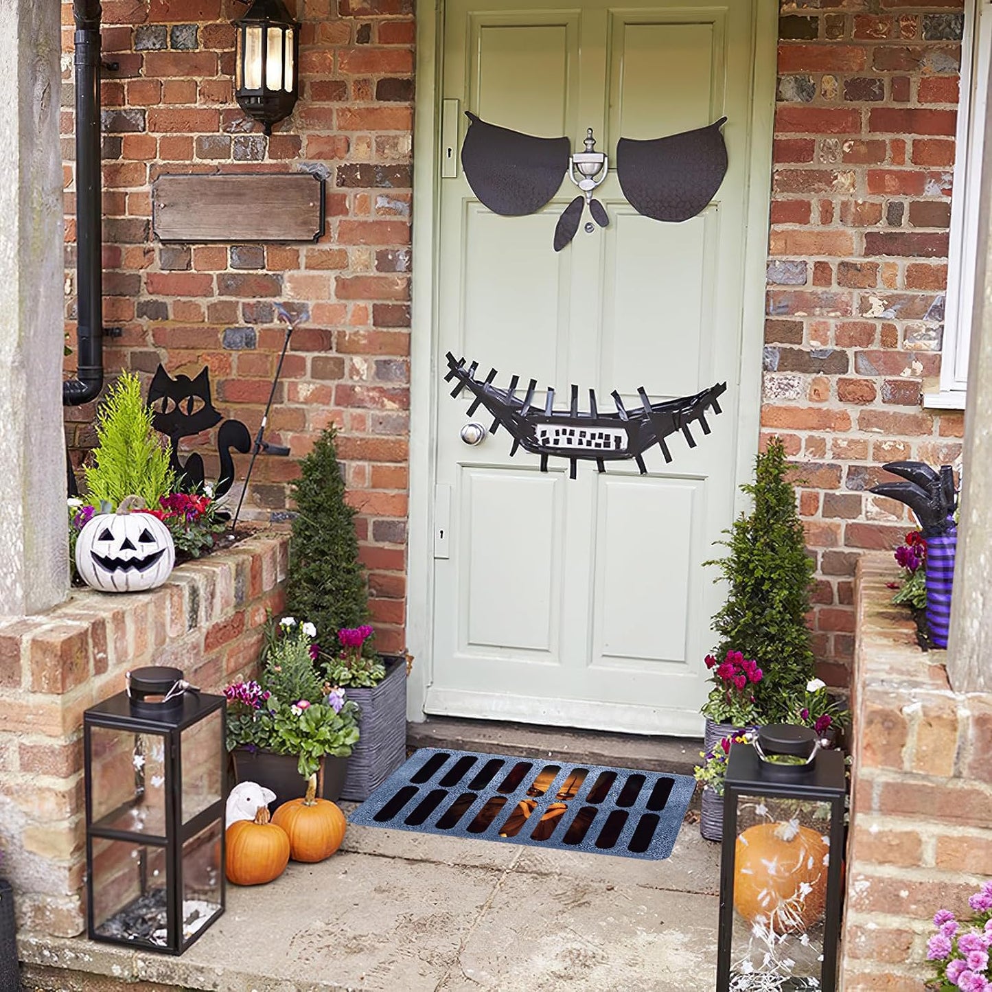 Felpudo de Halloween, Felpudo de Terror Divertido, 3D Terror impresión Halloween Payaso Puerta Mat, para decoración Halloween (A)