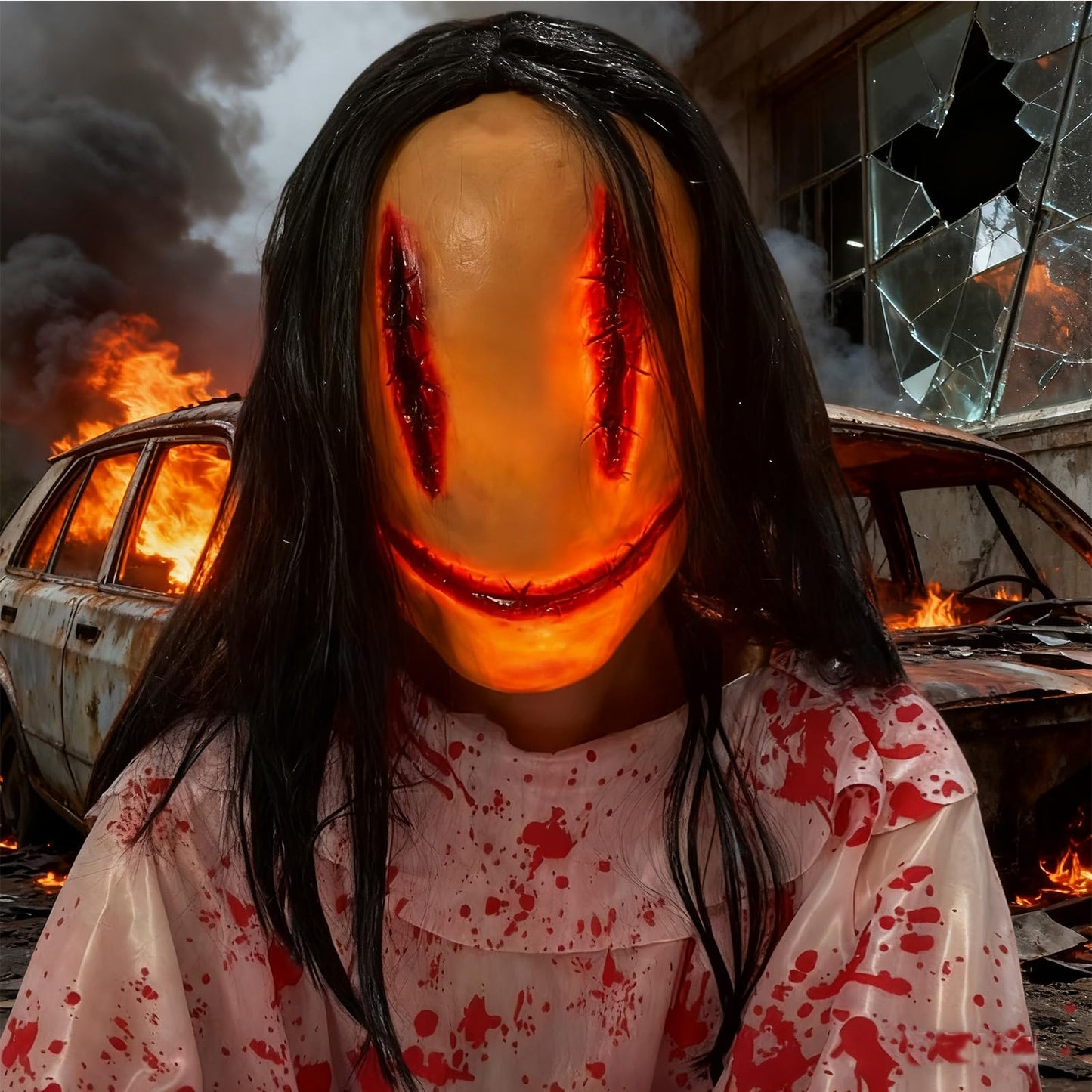 PILUZEAT Demon MáScara Adulto Hombre Mujer Halloween Realista Látex de cara Completa Horror Fantasma Monstruo Sangre Universal Carnaval Cosplay Mascarada Fiesta Familiar Temática
