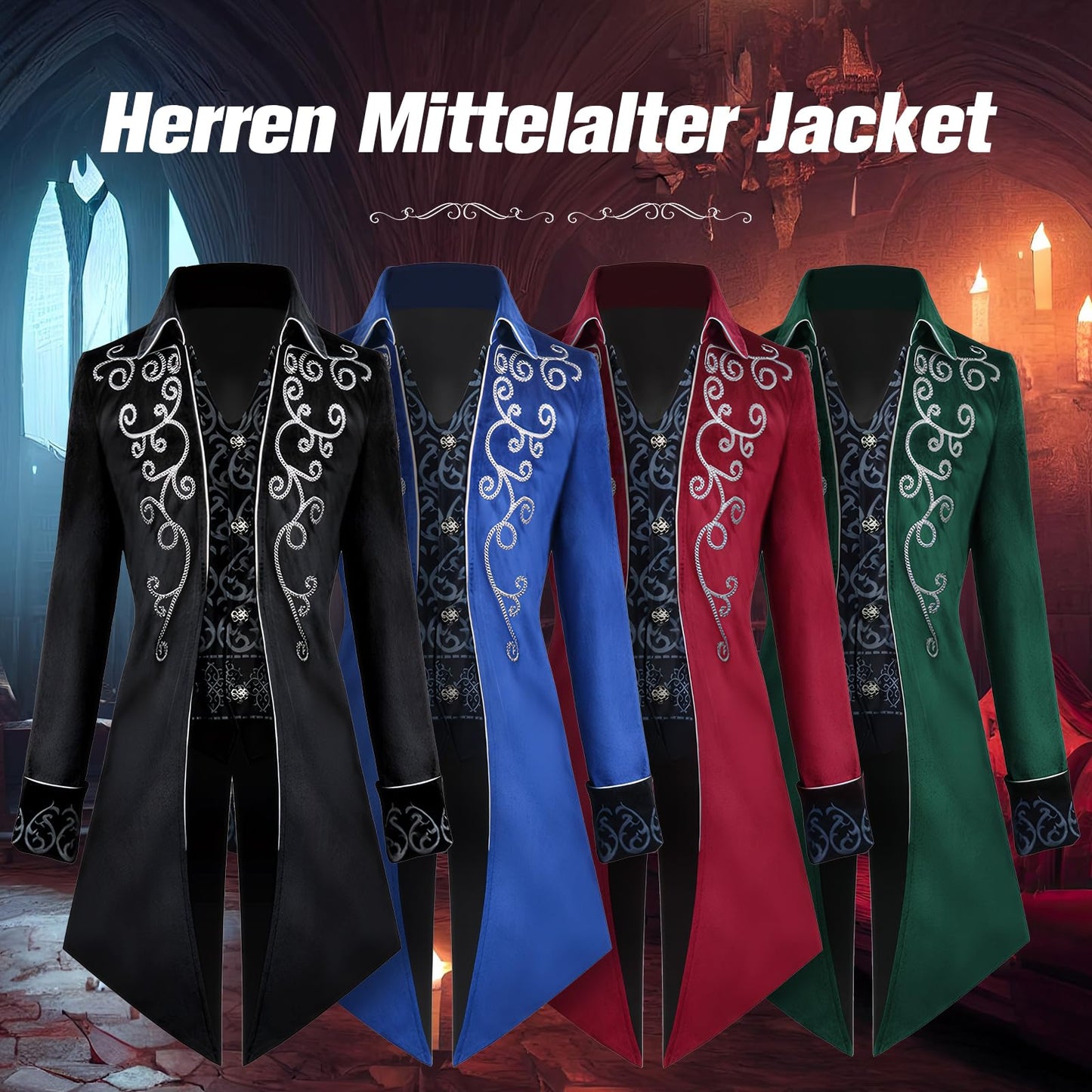 Disfraz Chaqueta steampunk vintage para hombre, abrigo gótico, disfraz de carnaval, ropa medieval para hombre, disfraz de Halloween para hombre, azul, S