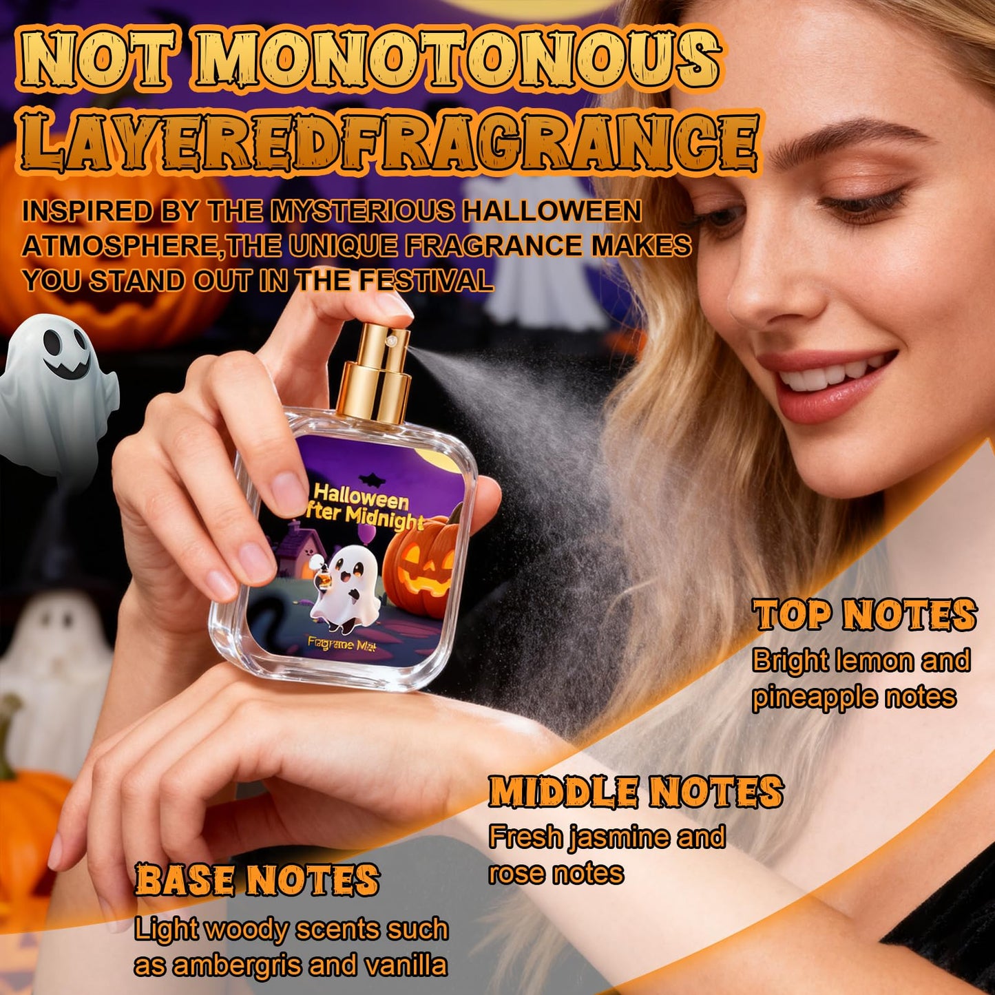 Halloween Perfume Mujer, Perfume de Halloween, Perfumes Mujer, Perfumes de Hombre, Limón Amaderado, Perfecto para halloween, Añade un Toque de Glamour, 50ml