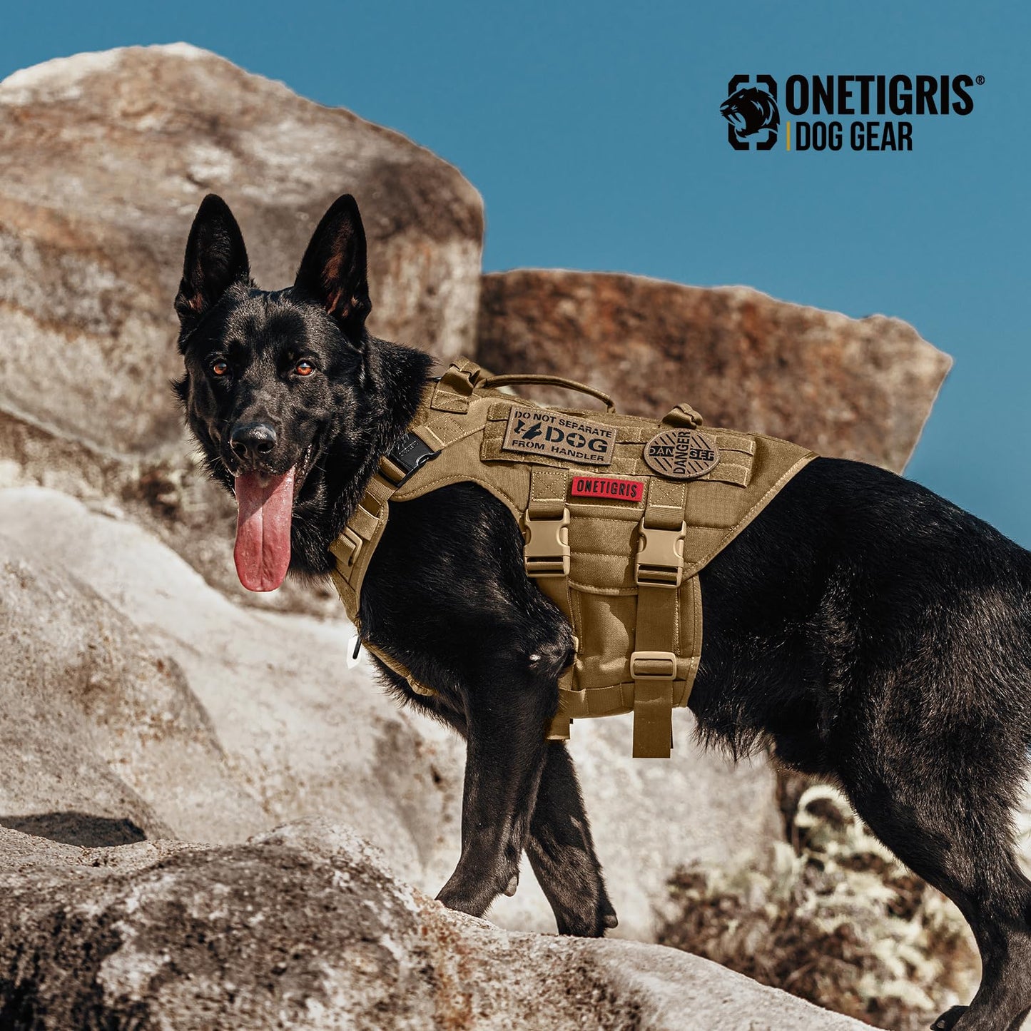 Arnés para perros, X Destroyer Táctico Ajustable Antitracción Arnés Antierrupción Arnés con 3 asas 2 Hebillas de Metal Arnés de Seguridad (Marrón L)