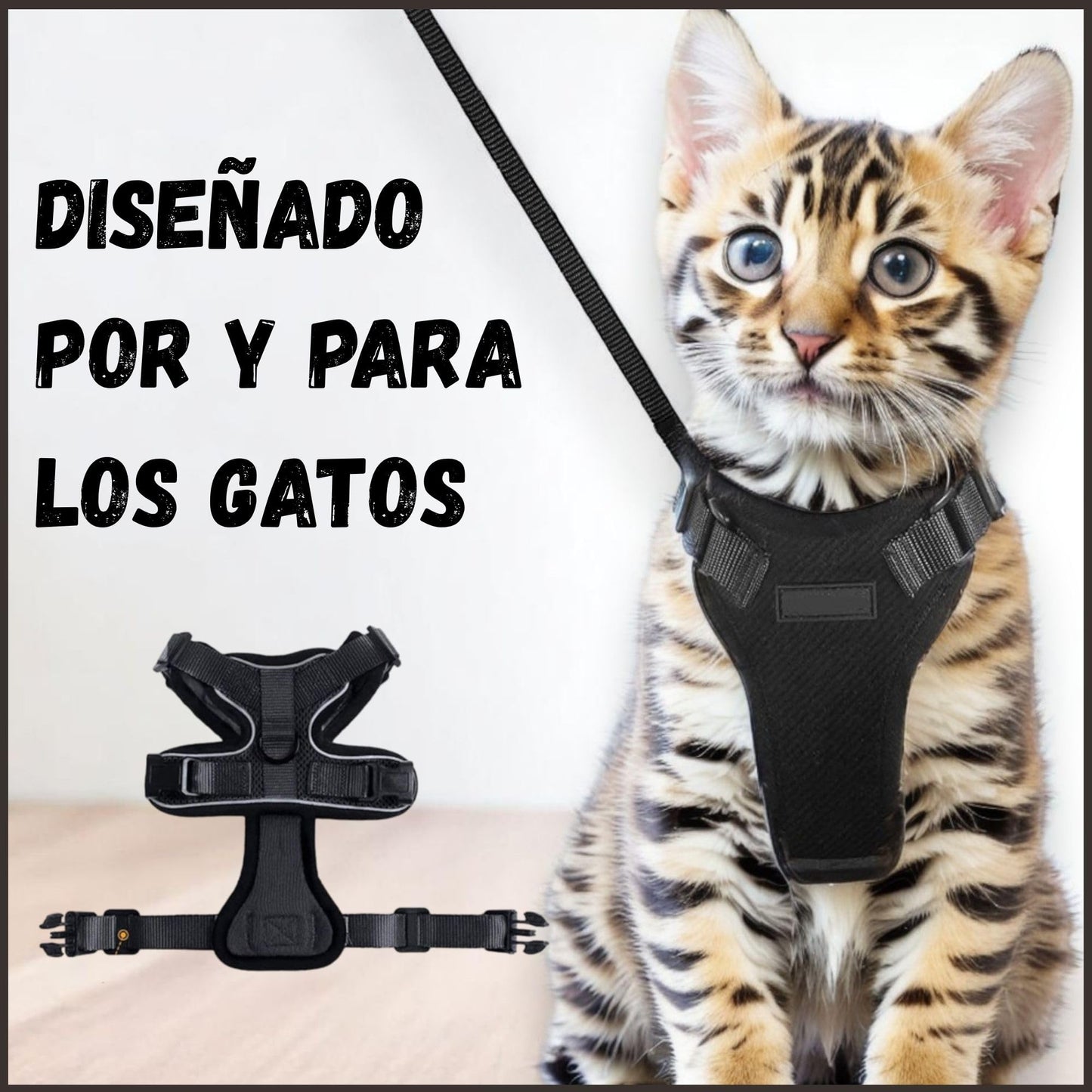 Arnes para Gatos, con Correa de 150cm, Antiescape, Cómodo y Reflectante, Fabricado en Malla Transpirable Suave, Arnes Gato, Cosas para Gatos, arnes Gato Pequeño. (XS, Negro)