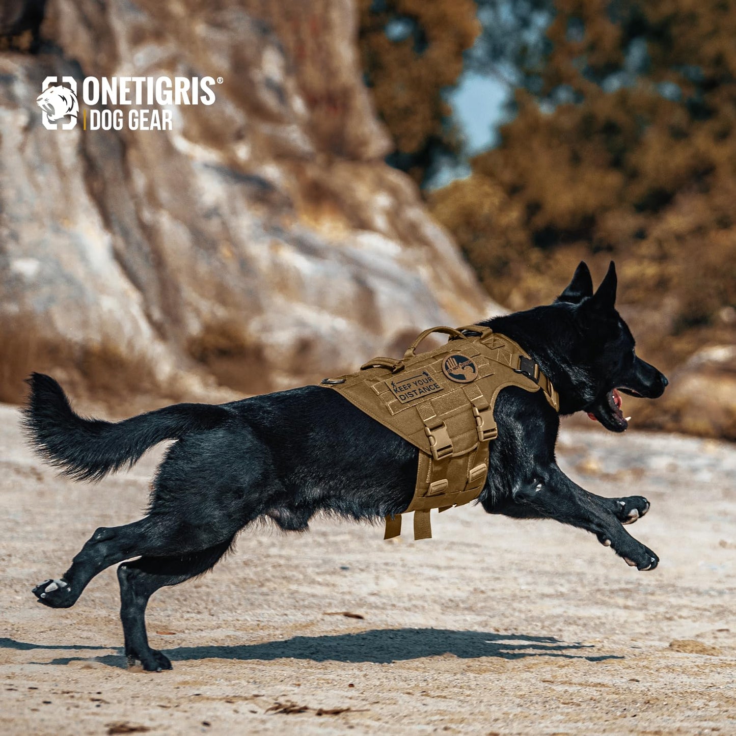 Arnés para perros, X Destroyer Táctico Ajustable Antitracción Arnés Antierrupción Arnés con 3 asas 2 Hebillas de Metal Arnés de Seguridad (Marrón L)