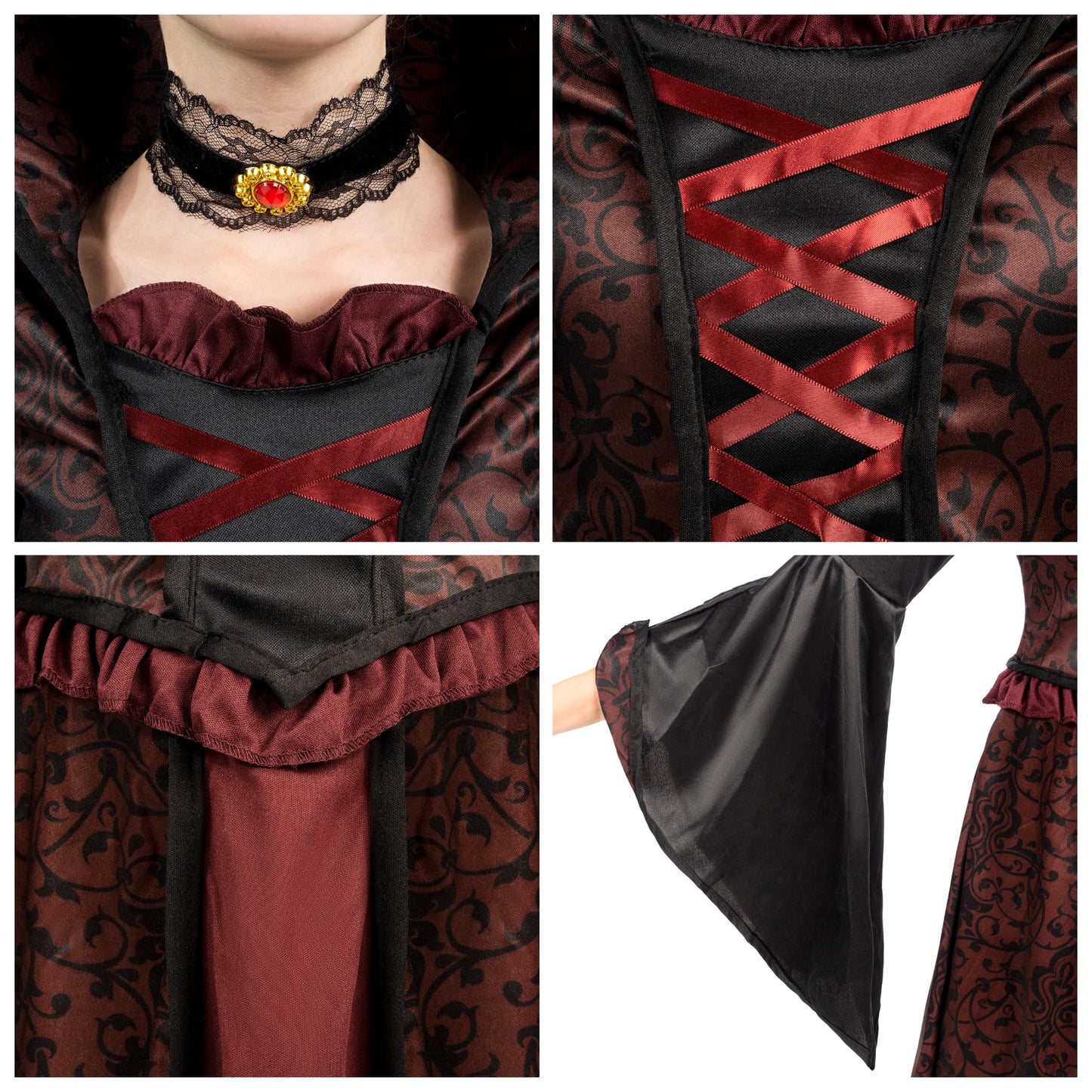 Spooktacular Creations Royal Vampire Costume Set for Girls Halloween Dress Up Party, Role-Playing, Carnival Cosplay, Vampire-Themed Party (Small (5 – 7 yrs))