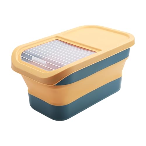 Recipiente hermético para comida para perros, caja plegable con tapa con bisagras y ruedas, suministro para mascotas, para uso diario, armario, cocina, despensa, mostrador, mesa, suelo, viajes